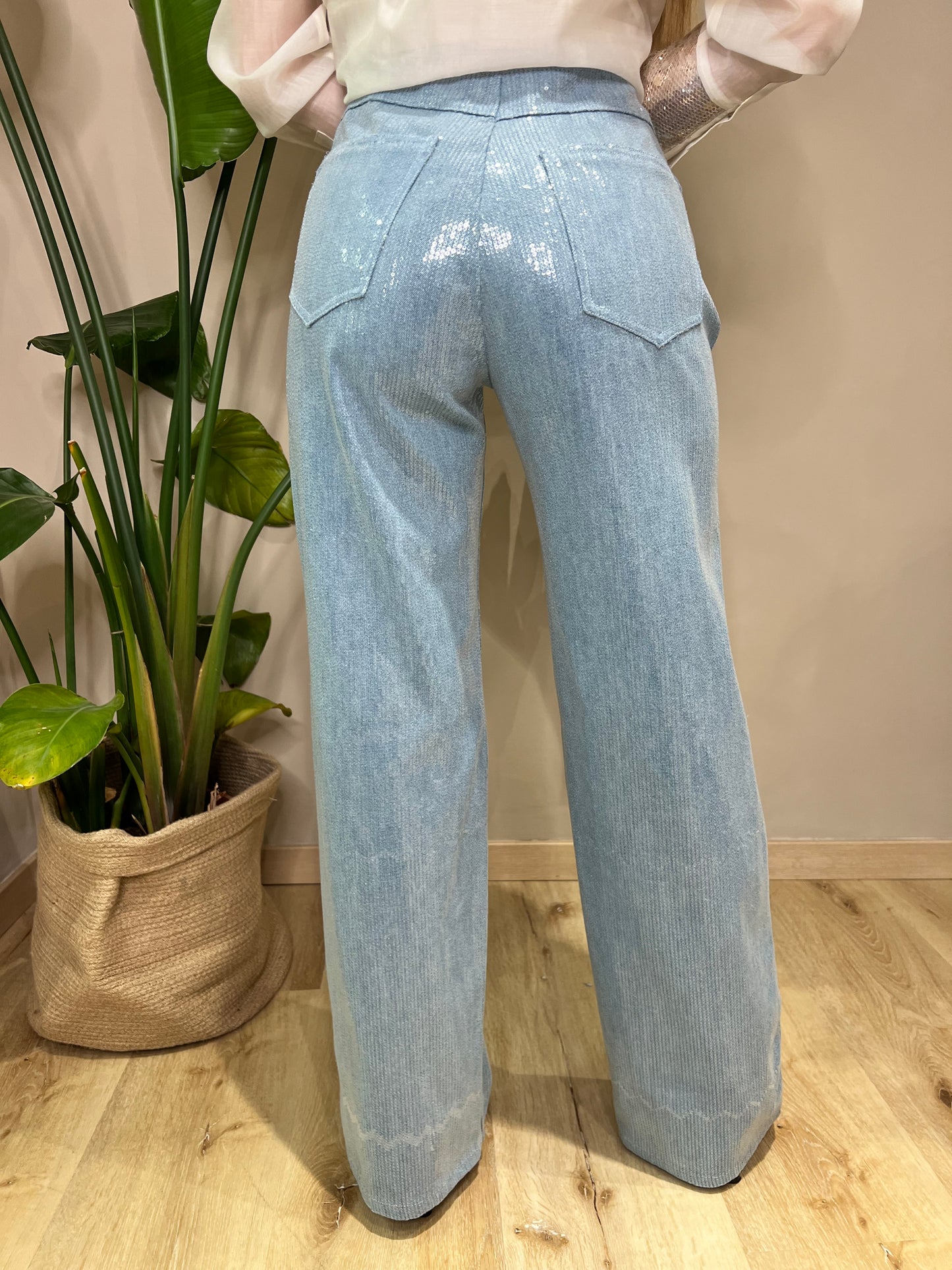 Pantalone wet denim