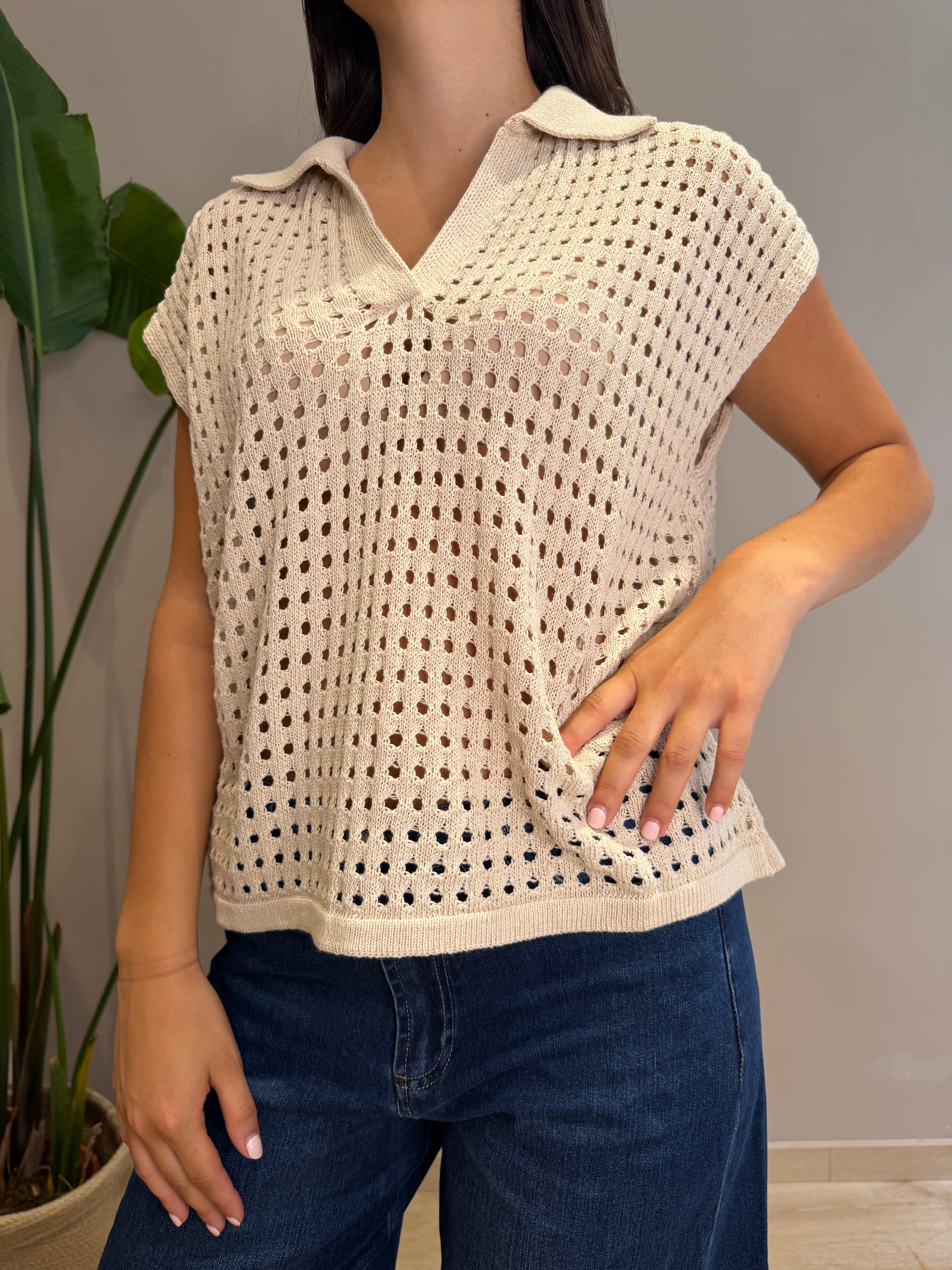 Top maglia traforata