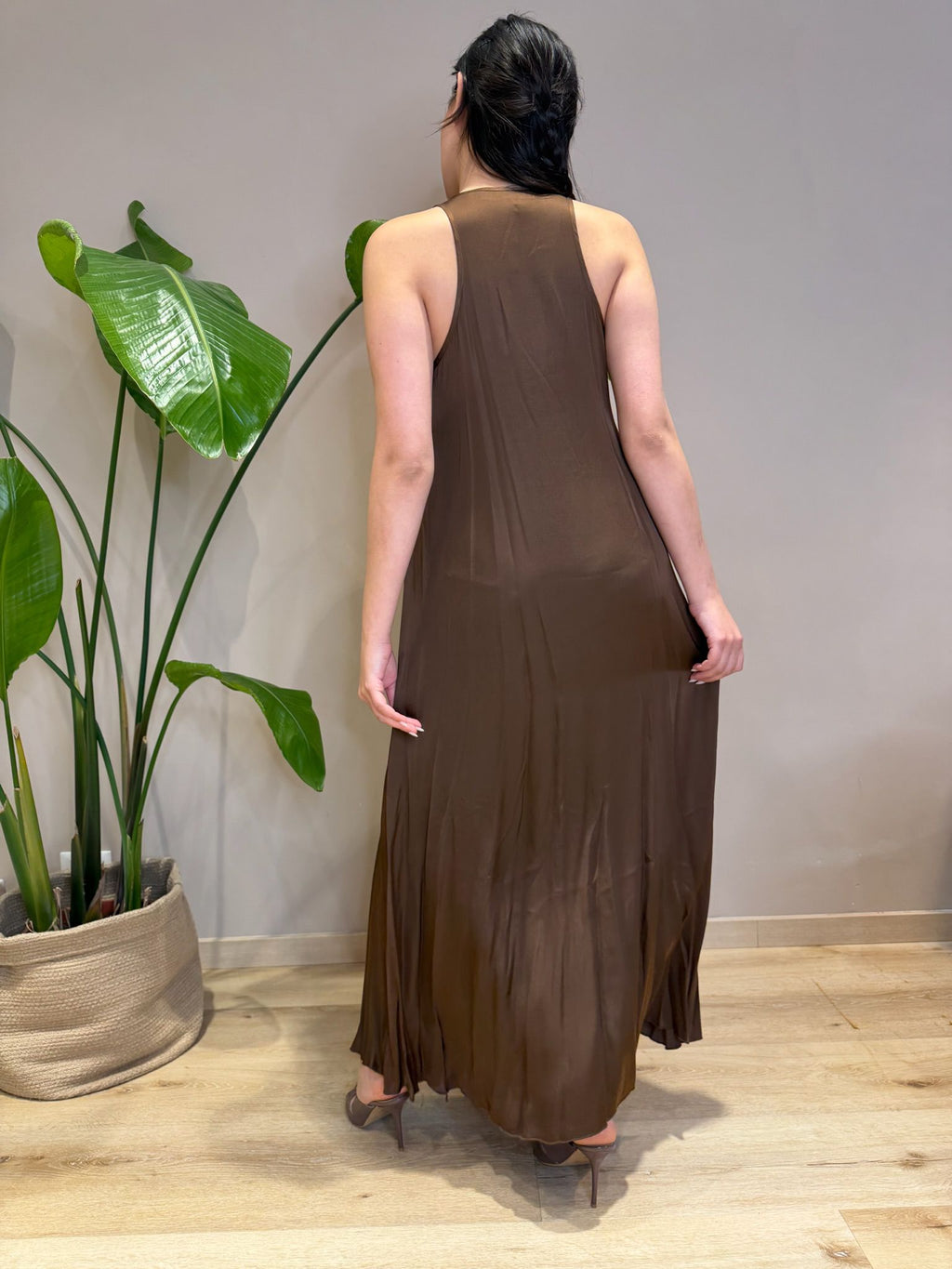 Abito Lungo Donna con Scollo a V Profondo – 100% Viscosa