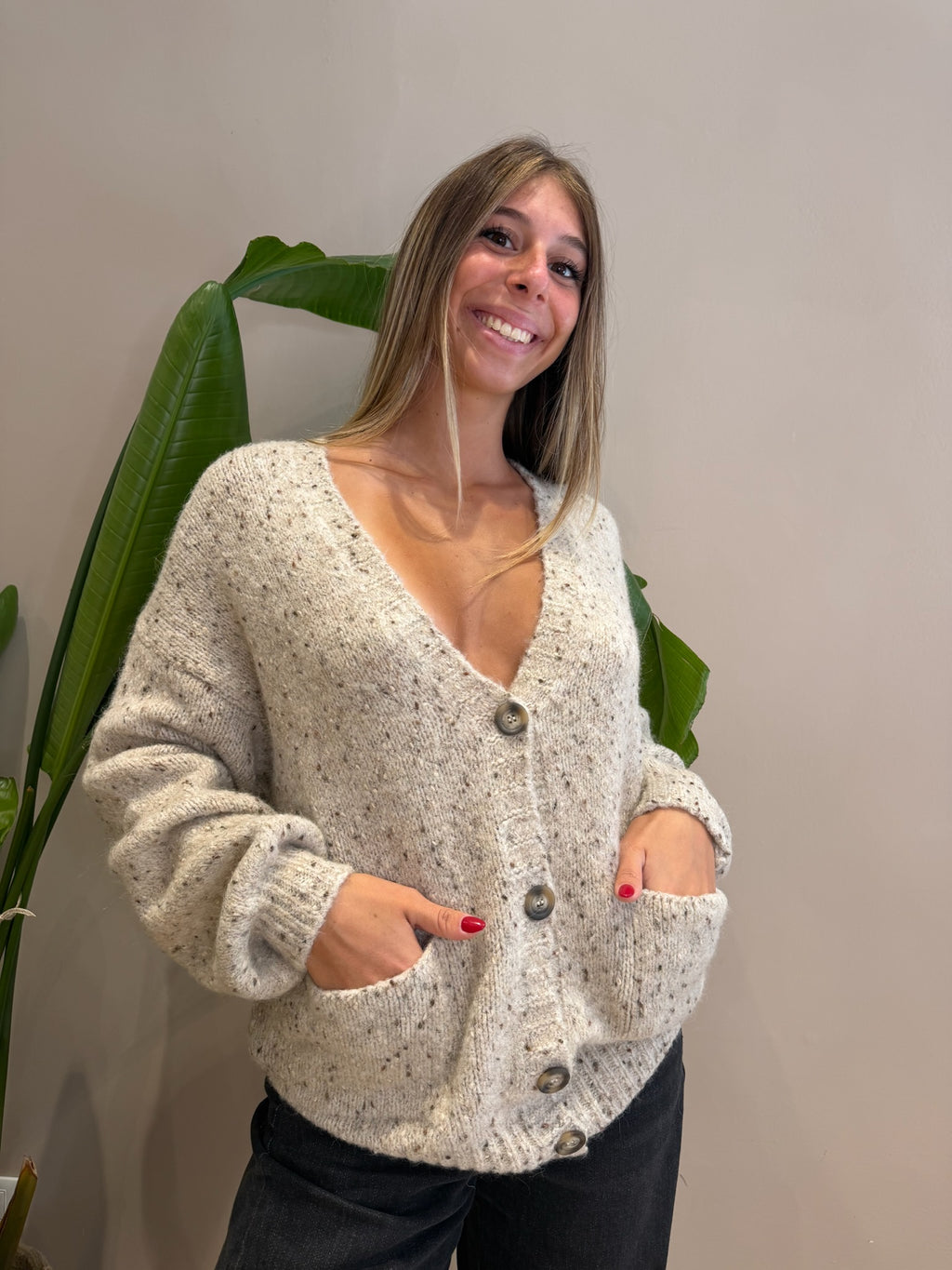Cardigan puntinato
