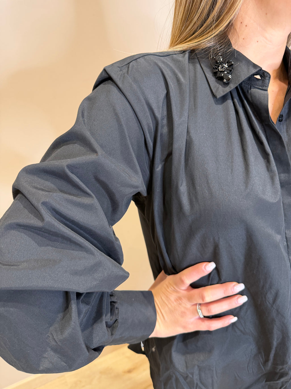 Camicia colletto strass