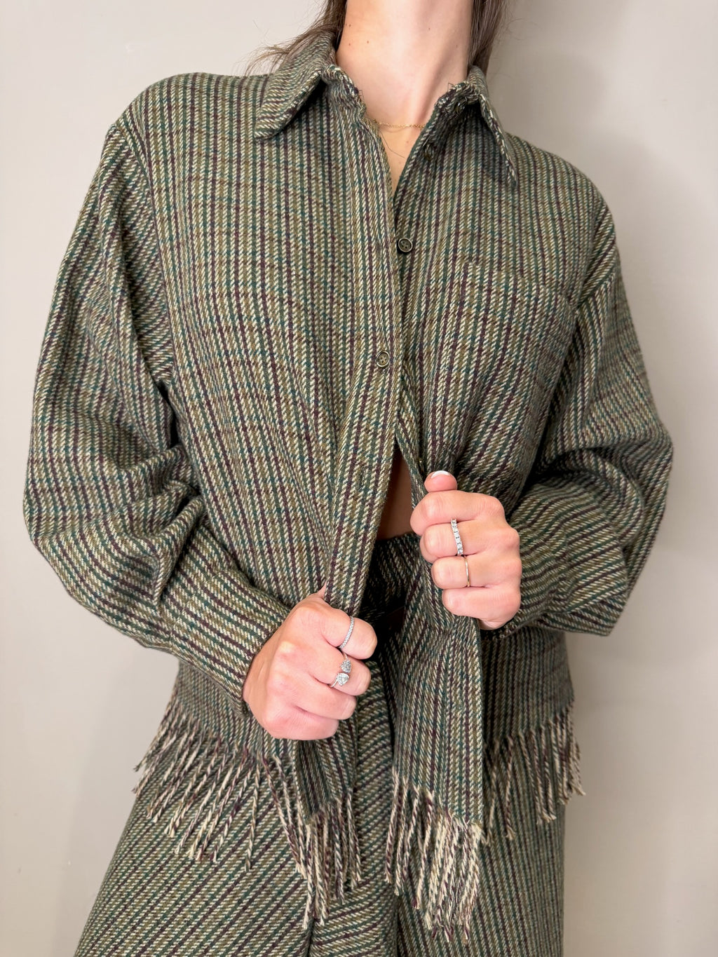 Camicia frangia micro pied de poule