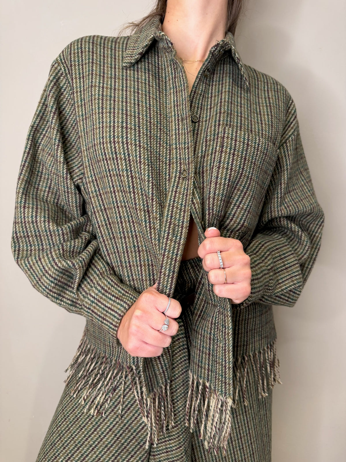 Camicia frangia micro pied de poule