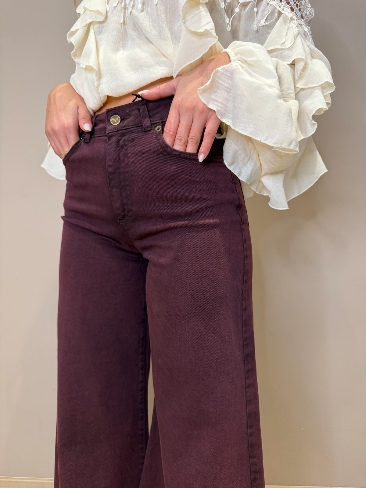 Pantalone in cotone delavè