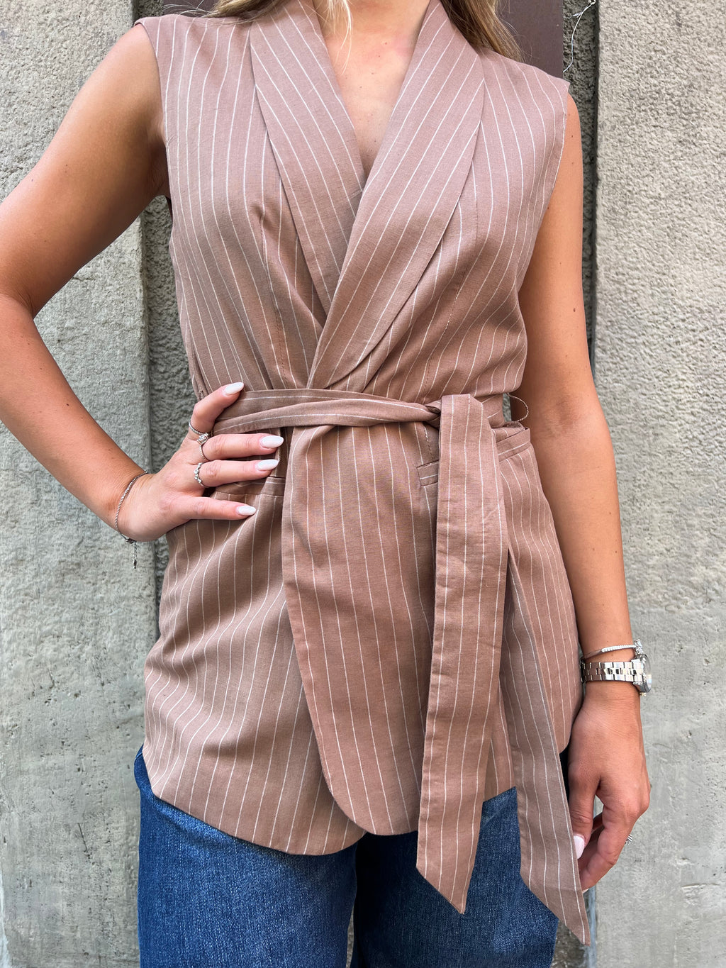 Gilet lino righe