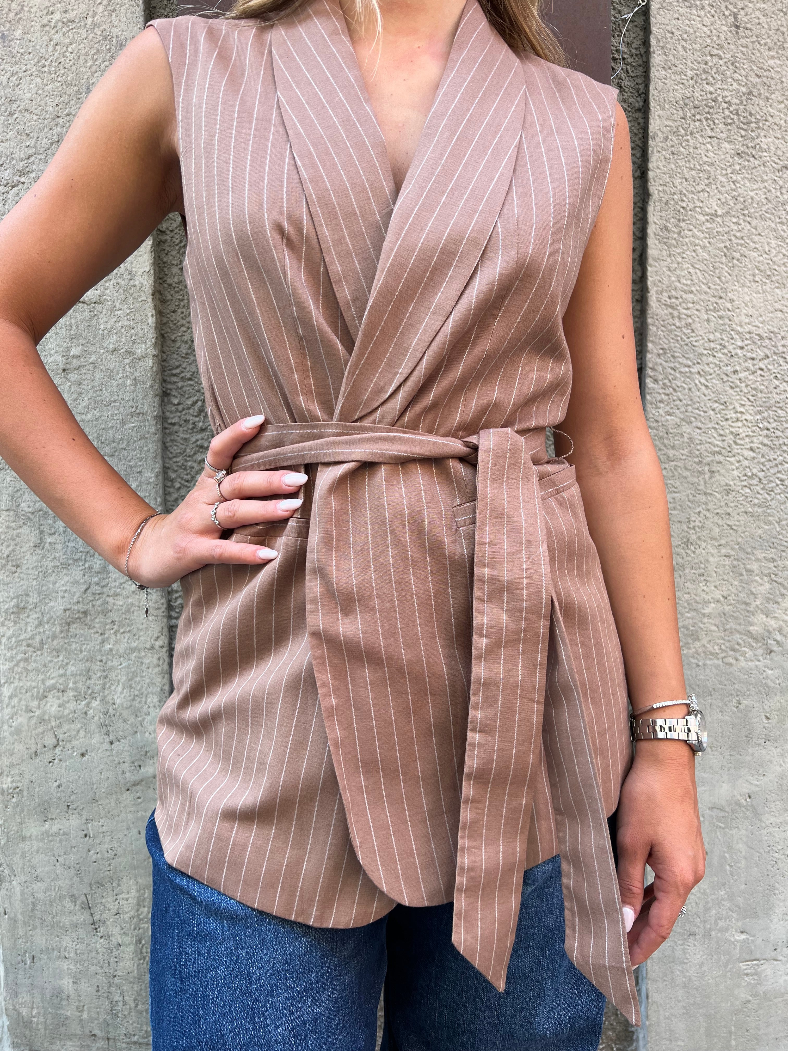 Gilet lino righe