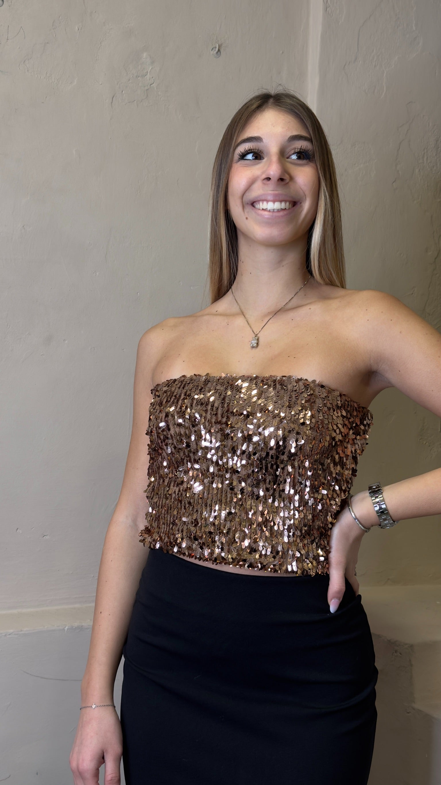 Top fascia paillettes