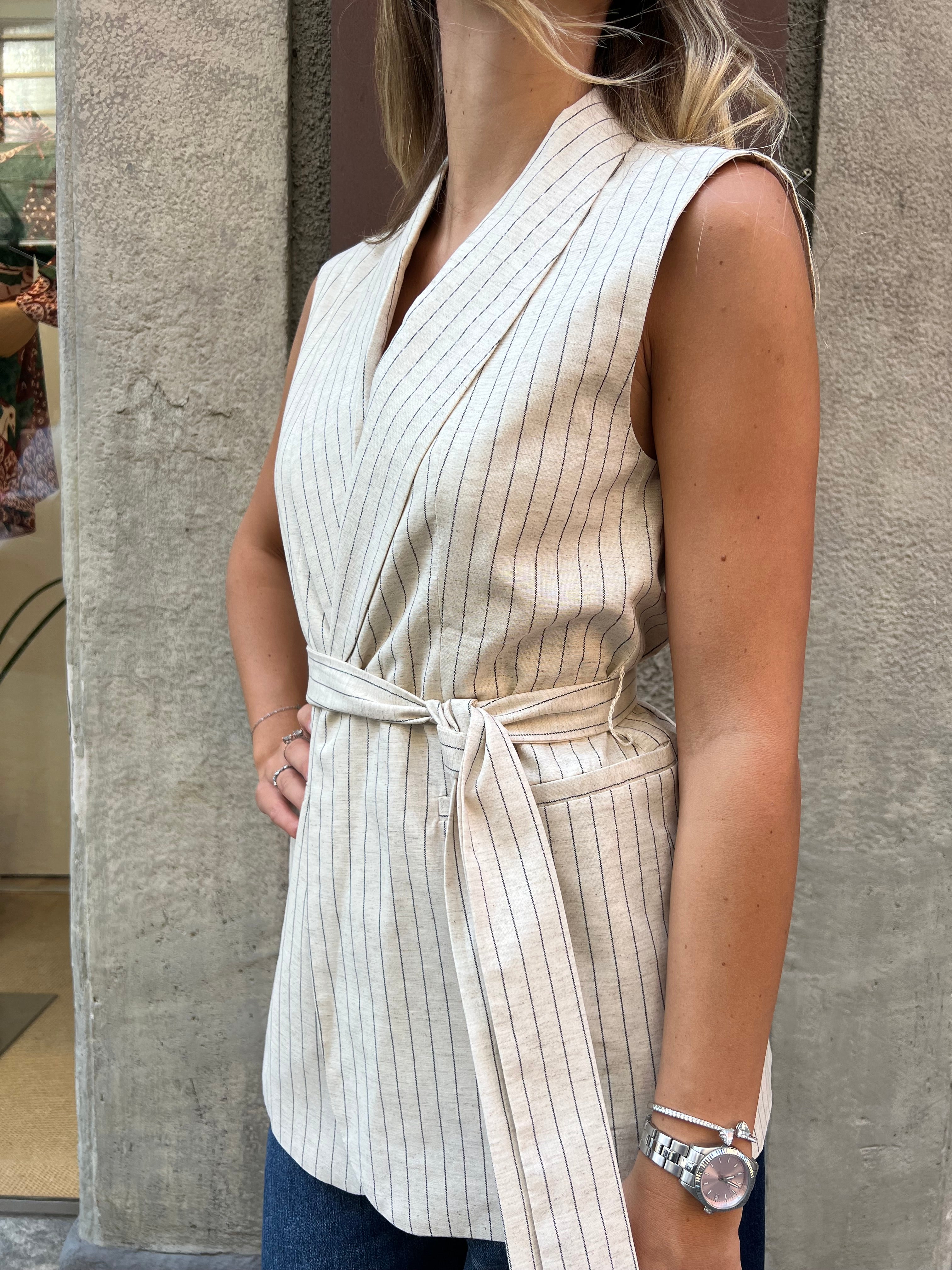 Gilet lino righe