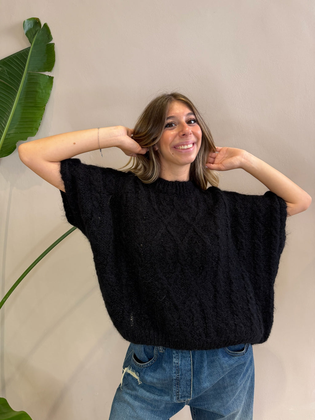 Maglione manica tre quarti