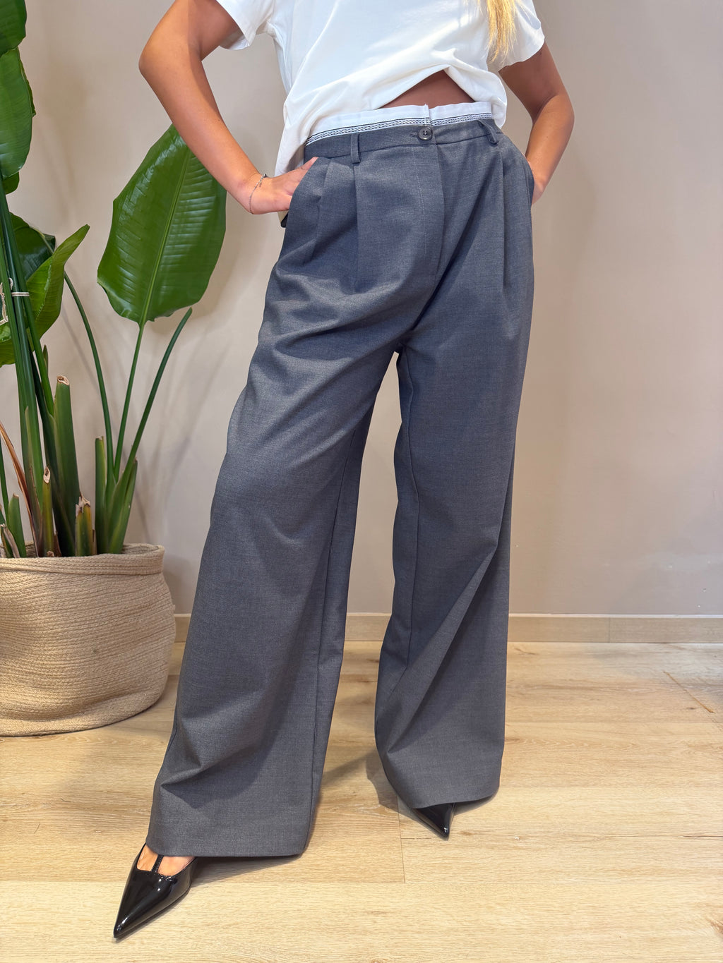 Pantalone palazzo viscosa e lana