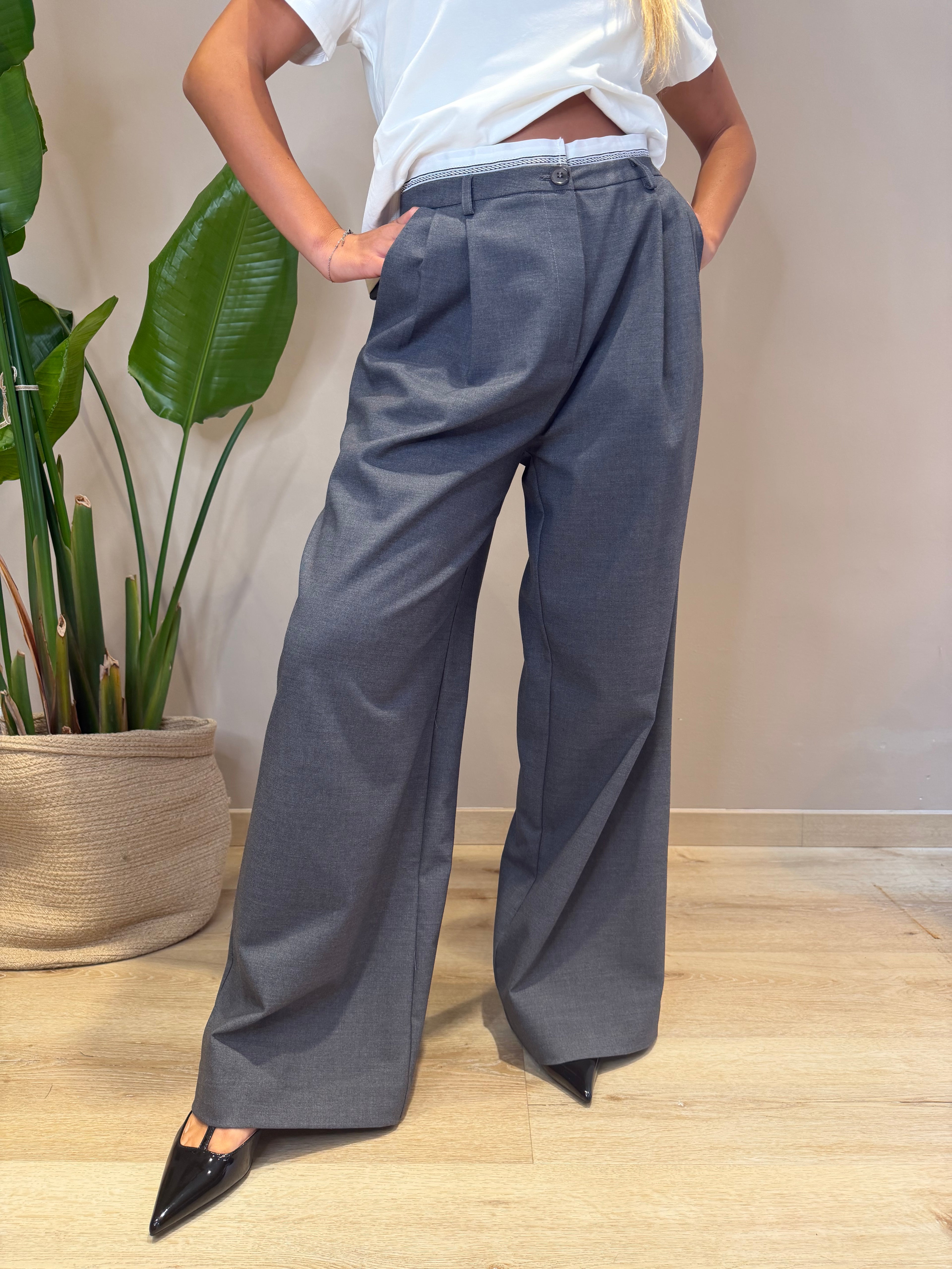 Pantalone palazzo viscosa e lana