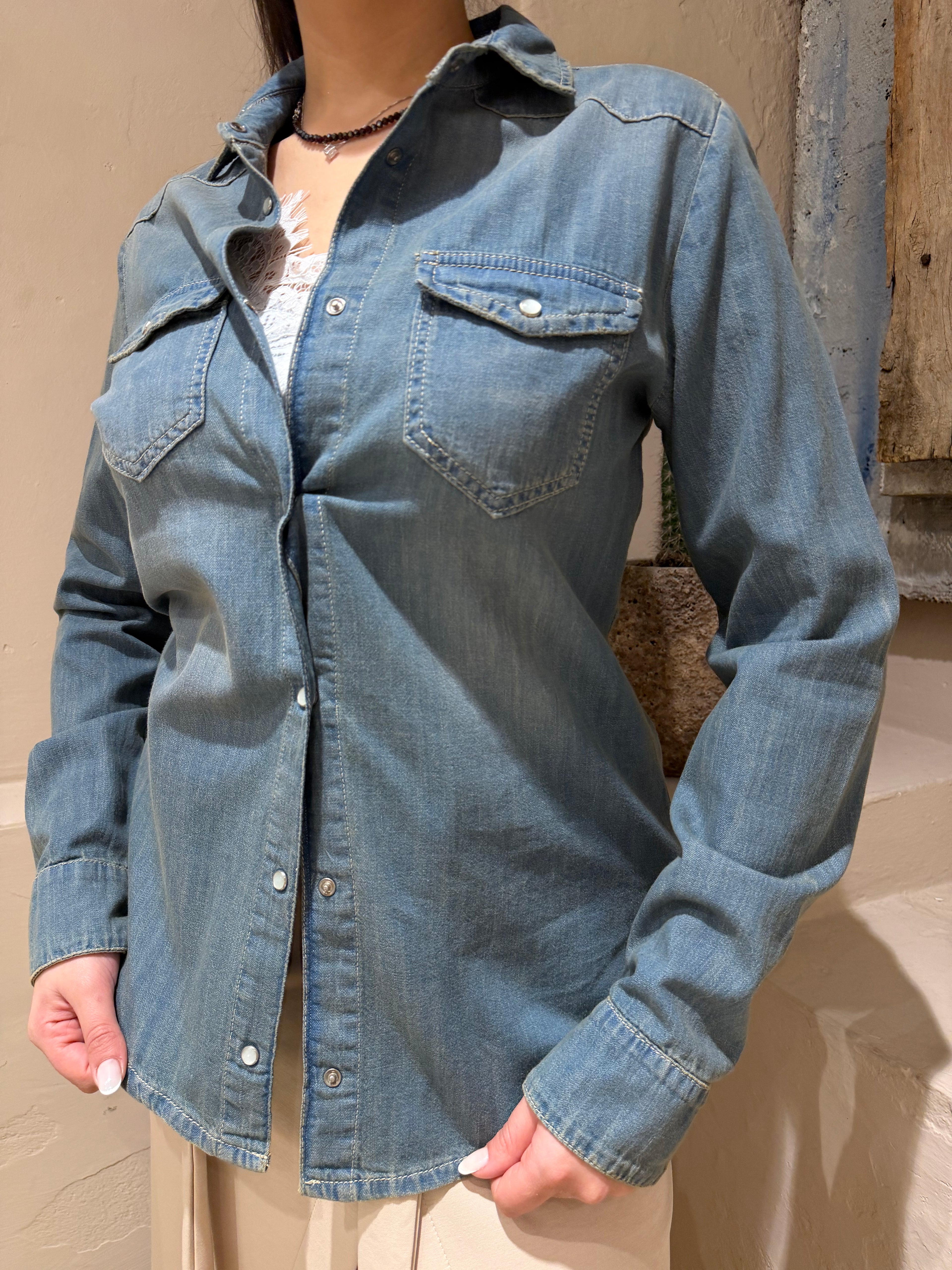 Camicia jeans delavè