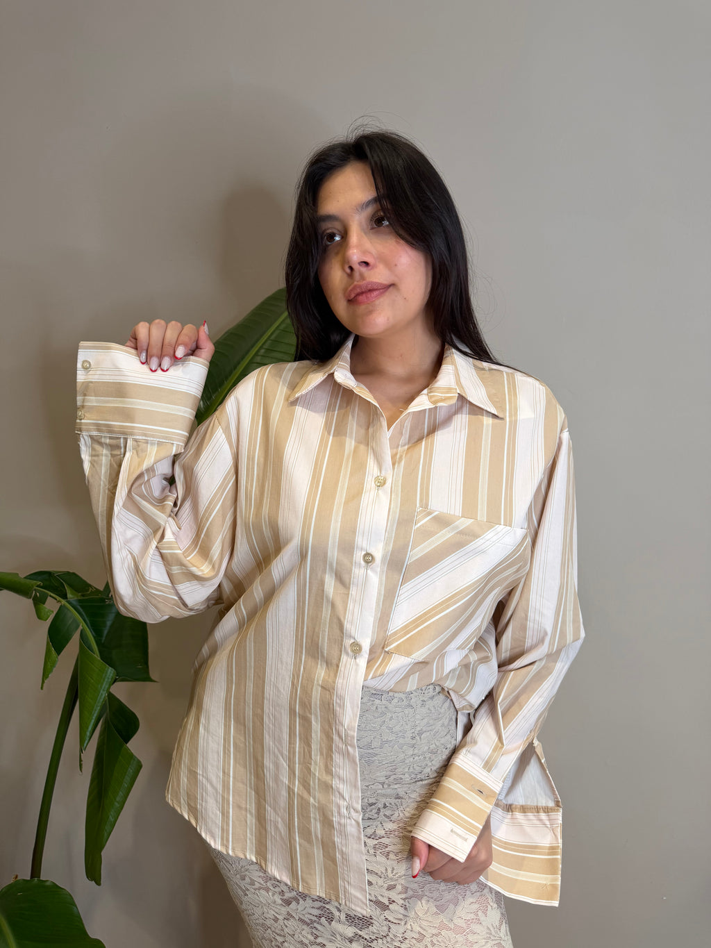 Camicia righe cipria