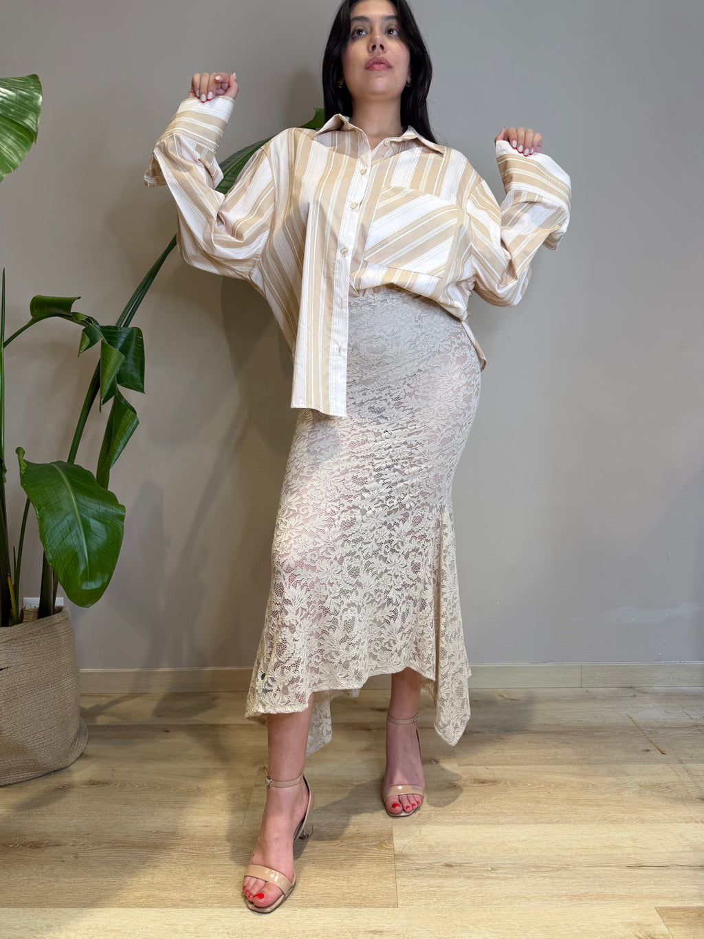 Camicia righe cipria