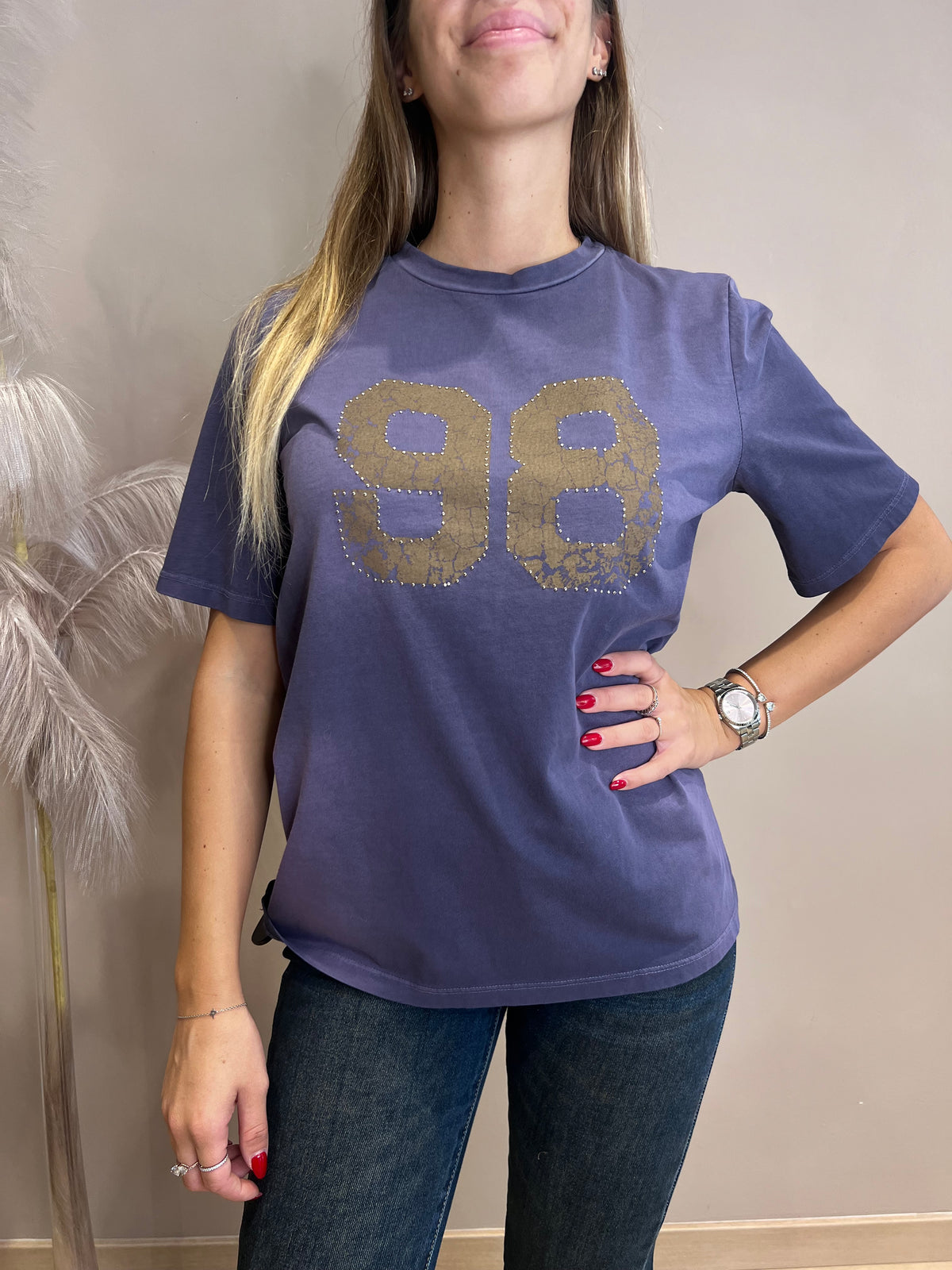 T-shirt micro borchia