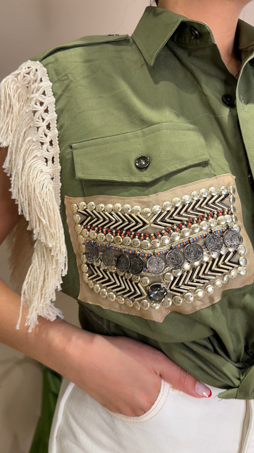 CAMICIA gilet con frangia