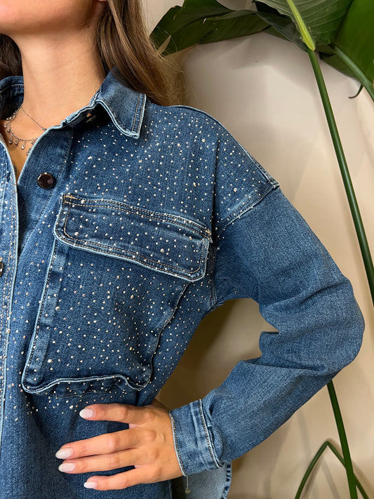 Camicia jeans swarovsky