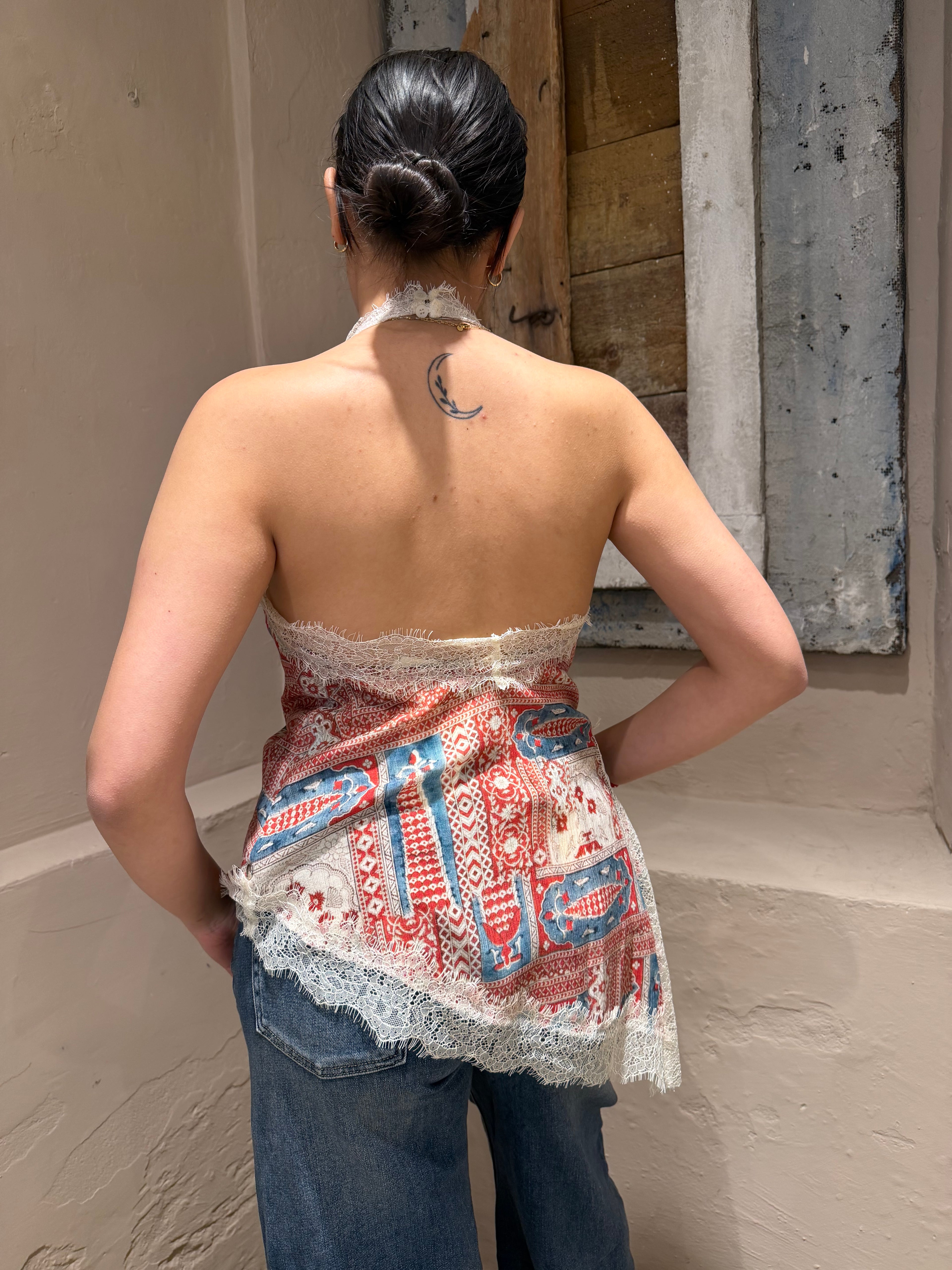 Top Stampa Foulard Con Inserto