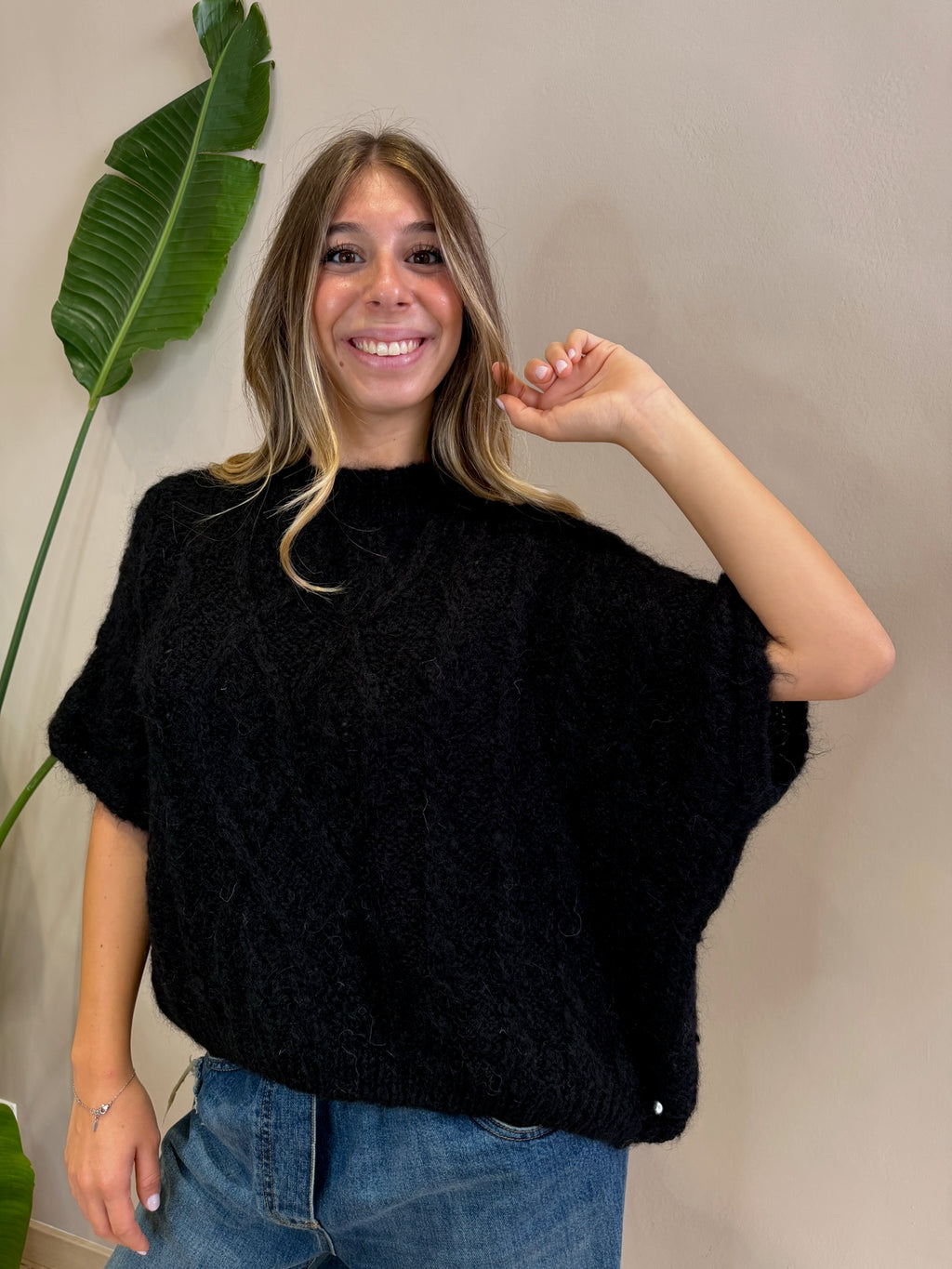 Maglione manica tre quarti
