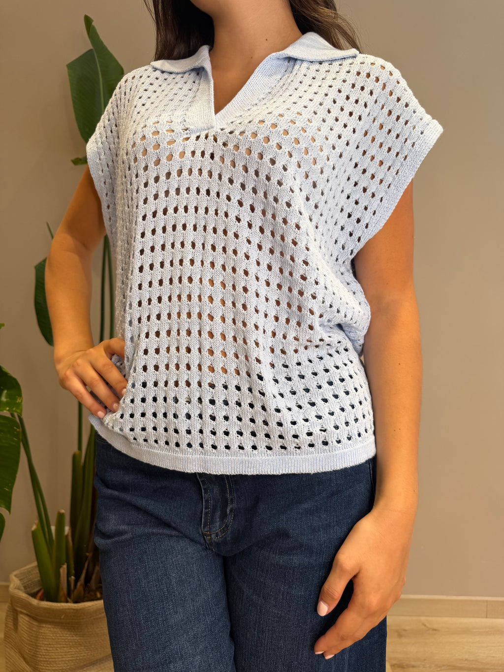 Top maglia traforata