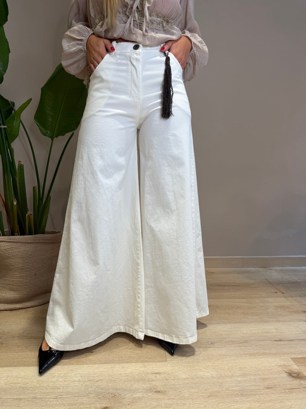 Denim palazzo in cotone