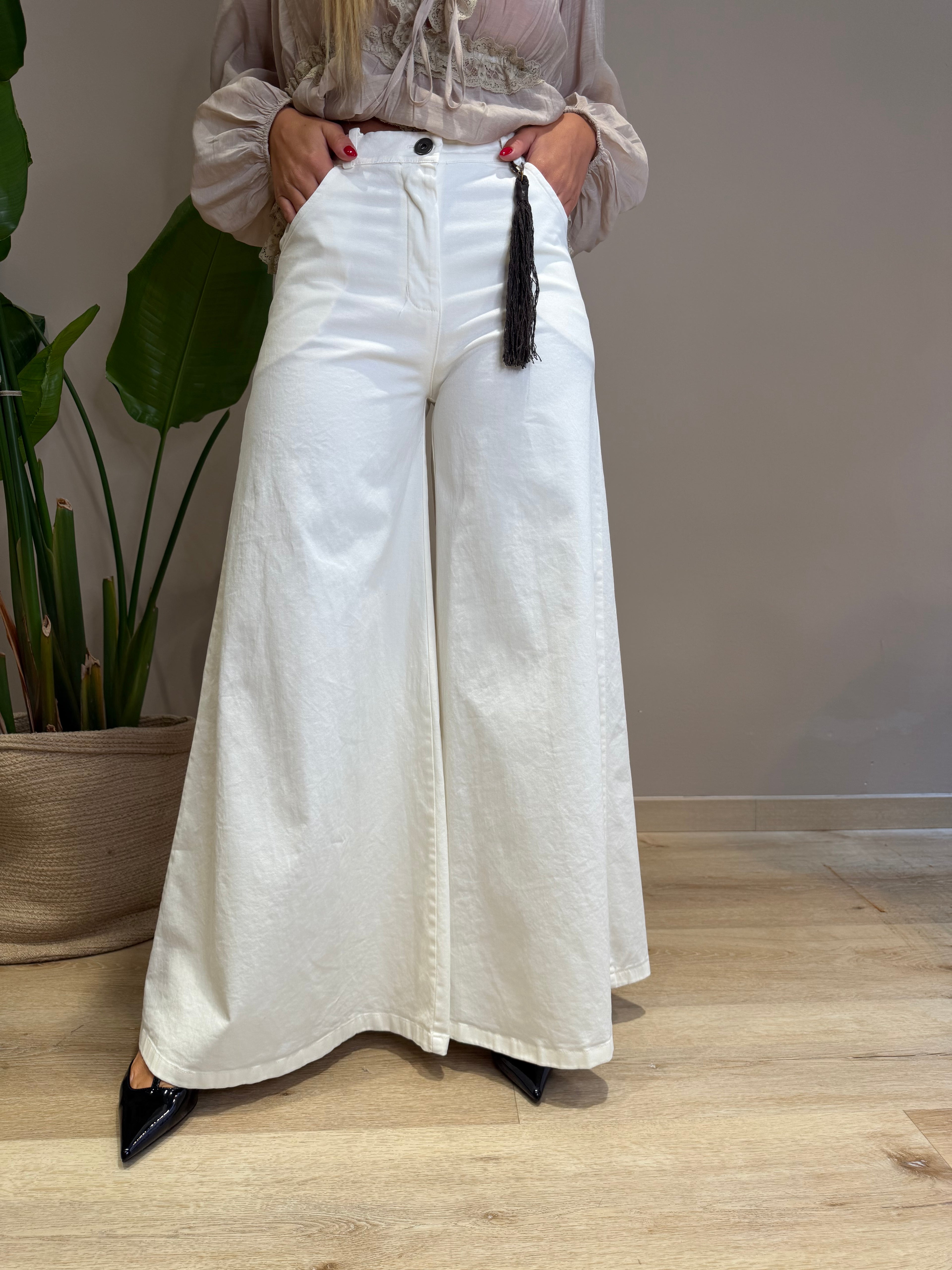 Denim palazzo in cotone