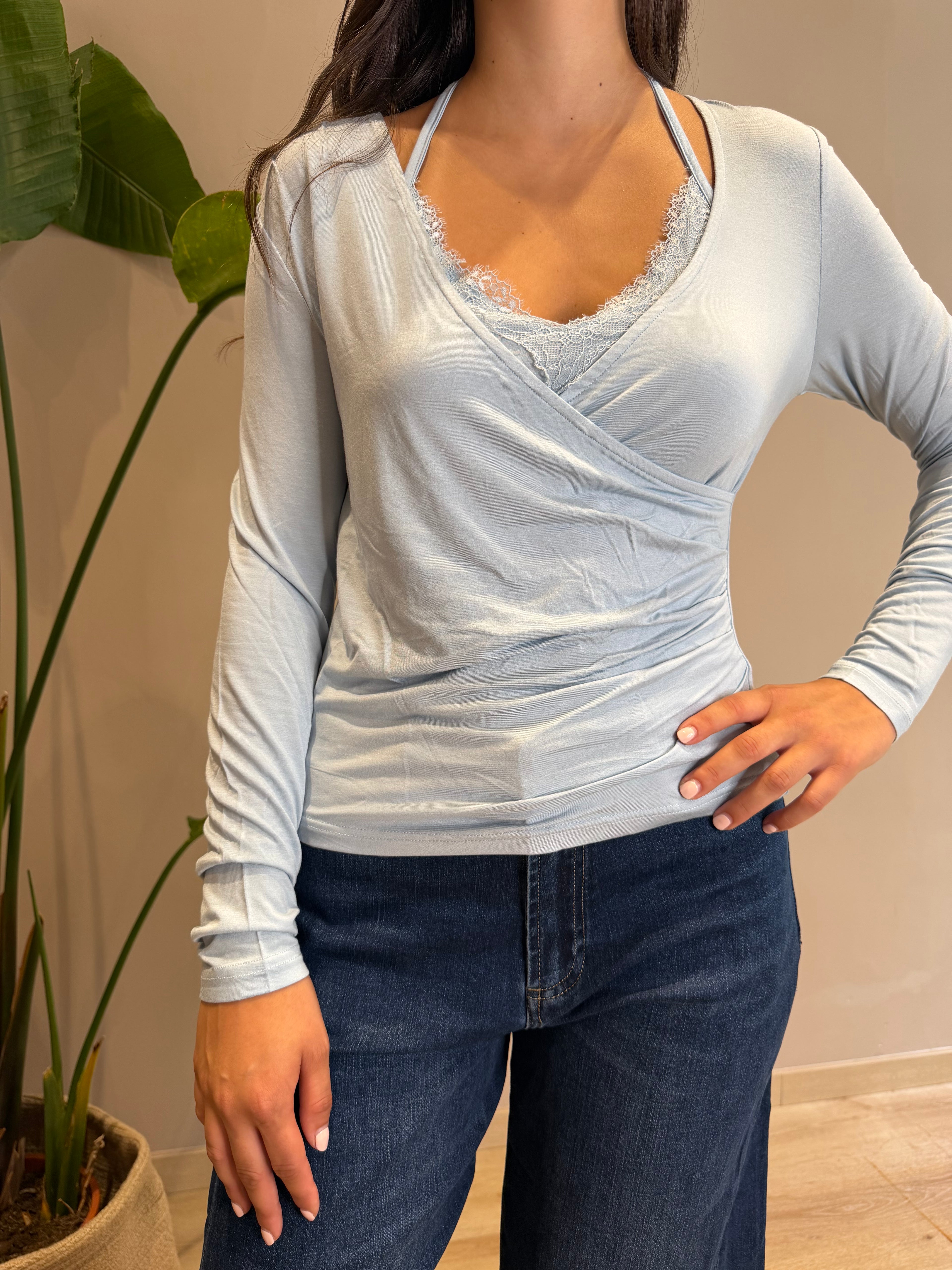 Maglia jersey con pizzo