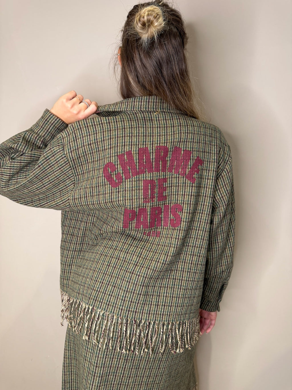 Camicia frangia micro pied de poule