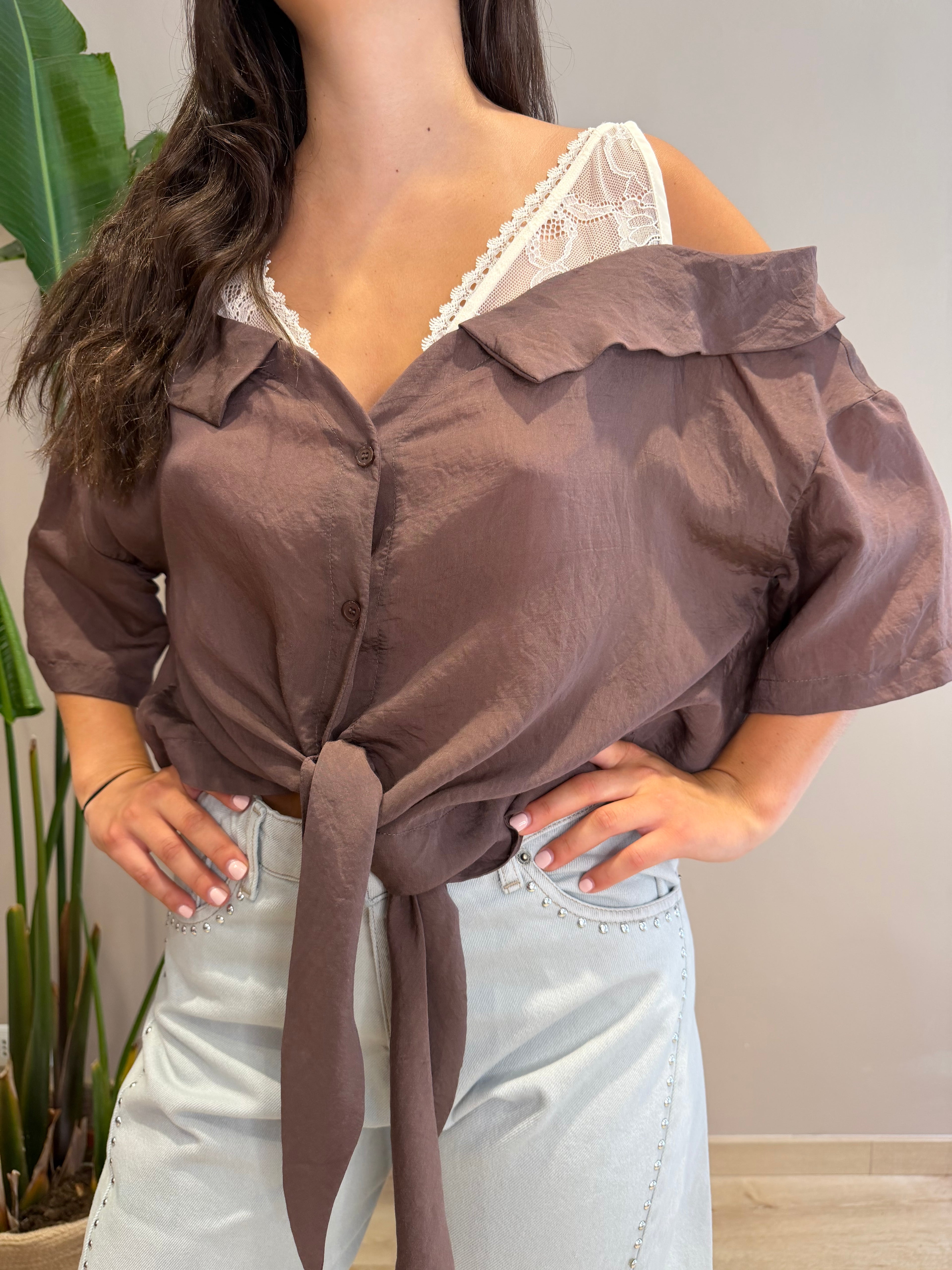 Camicia oblò spalla mussola viscosa