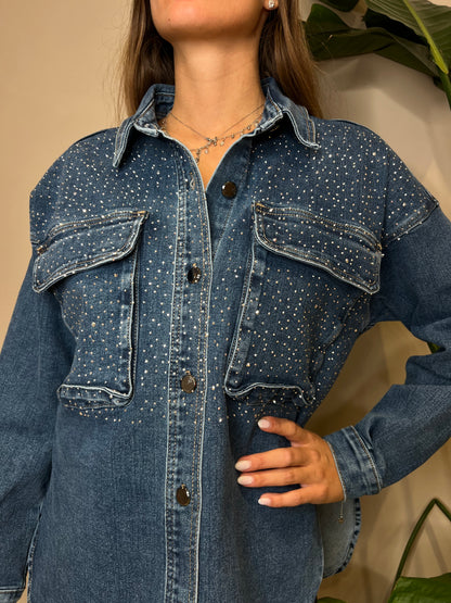 Camicia jeans swarovsky