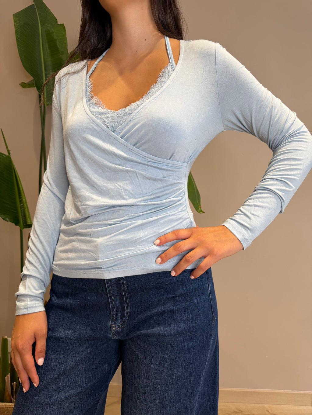 Maglia jersey con pizzo