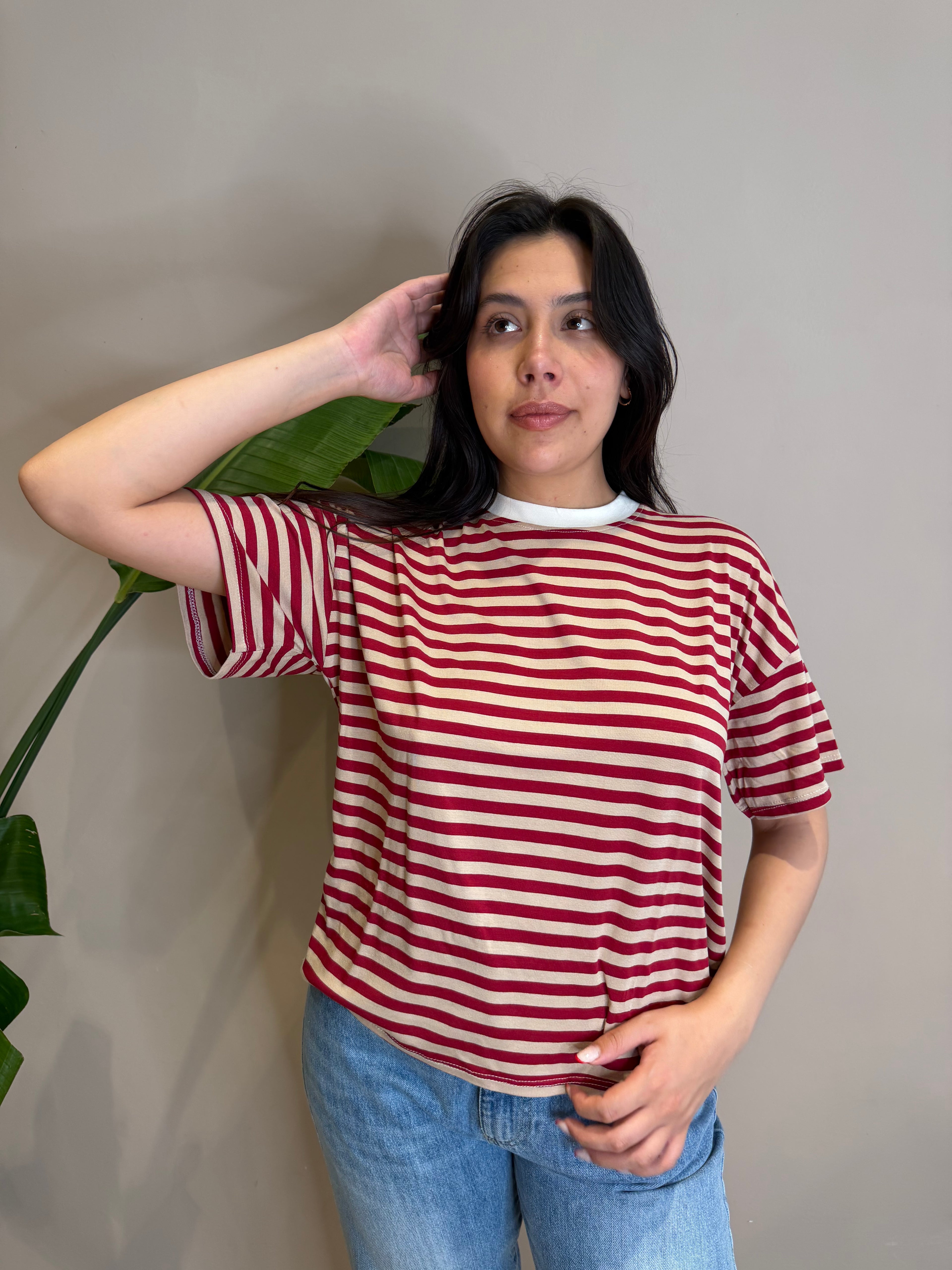 T-shirt riga manica corta a scatola