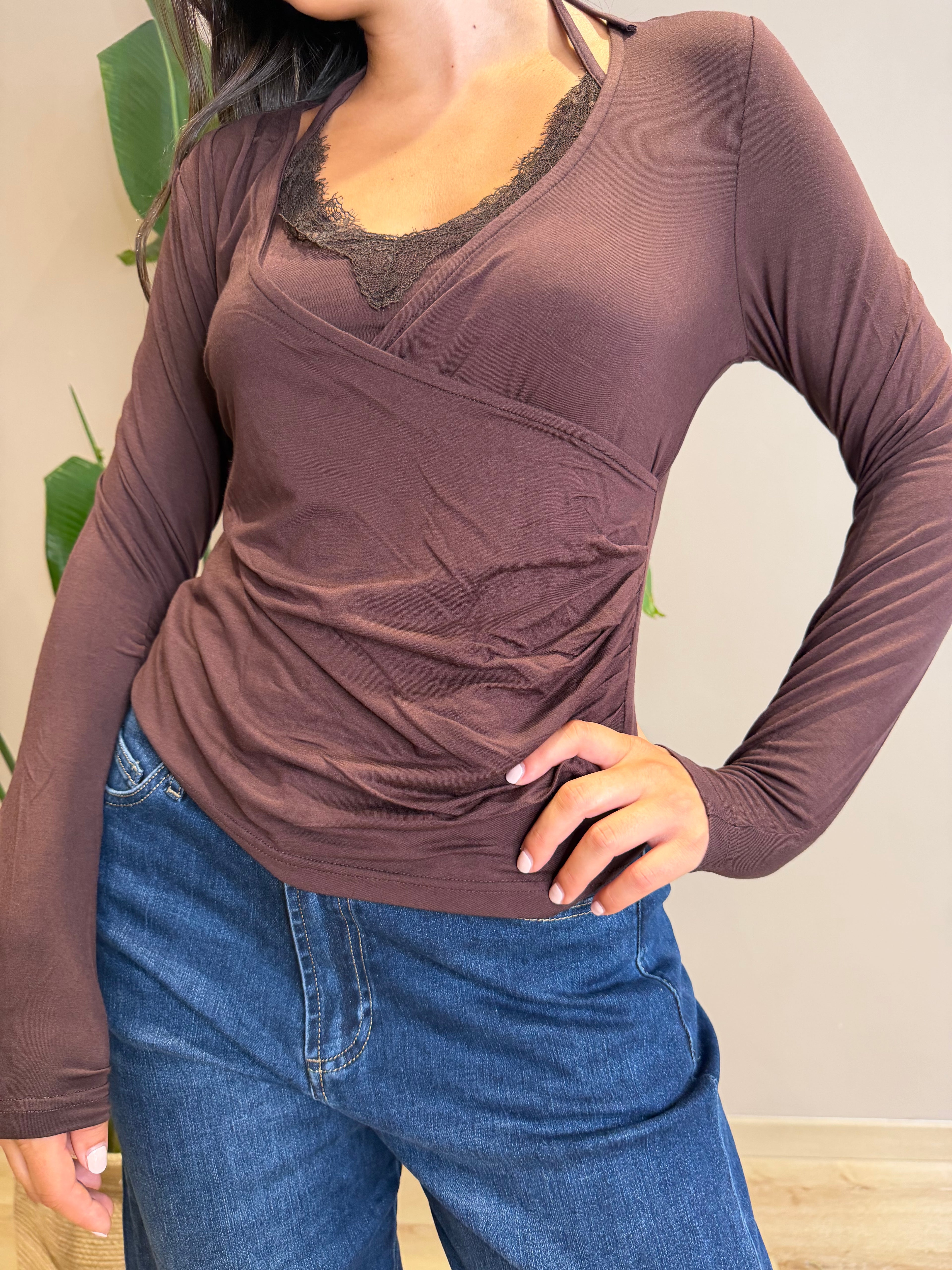 Maglia jersey con pizzo