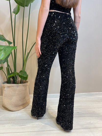 Pantalone in velluto paillettes