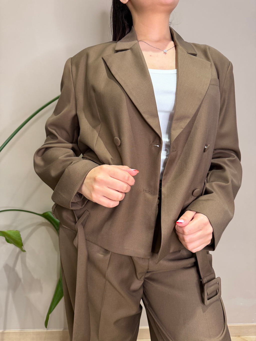 Giacca collo a lancia crop