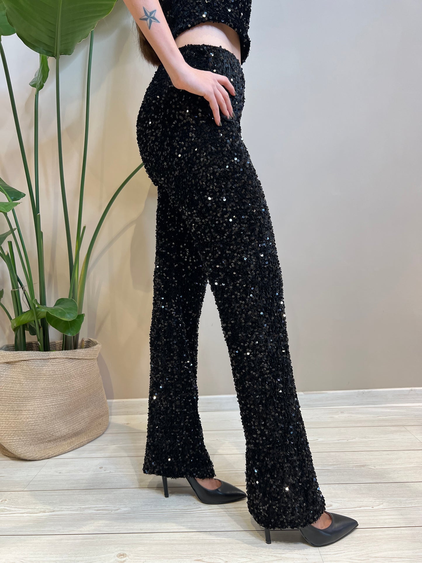 Pantalone in velluto paillettes