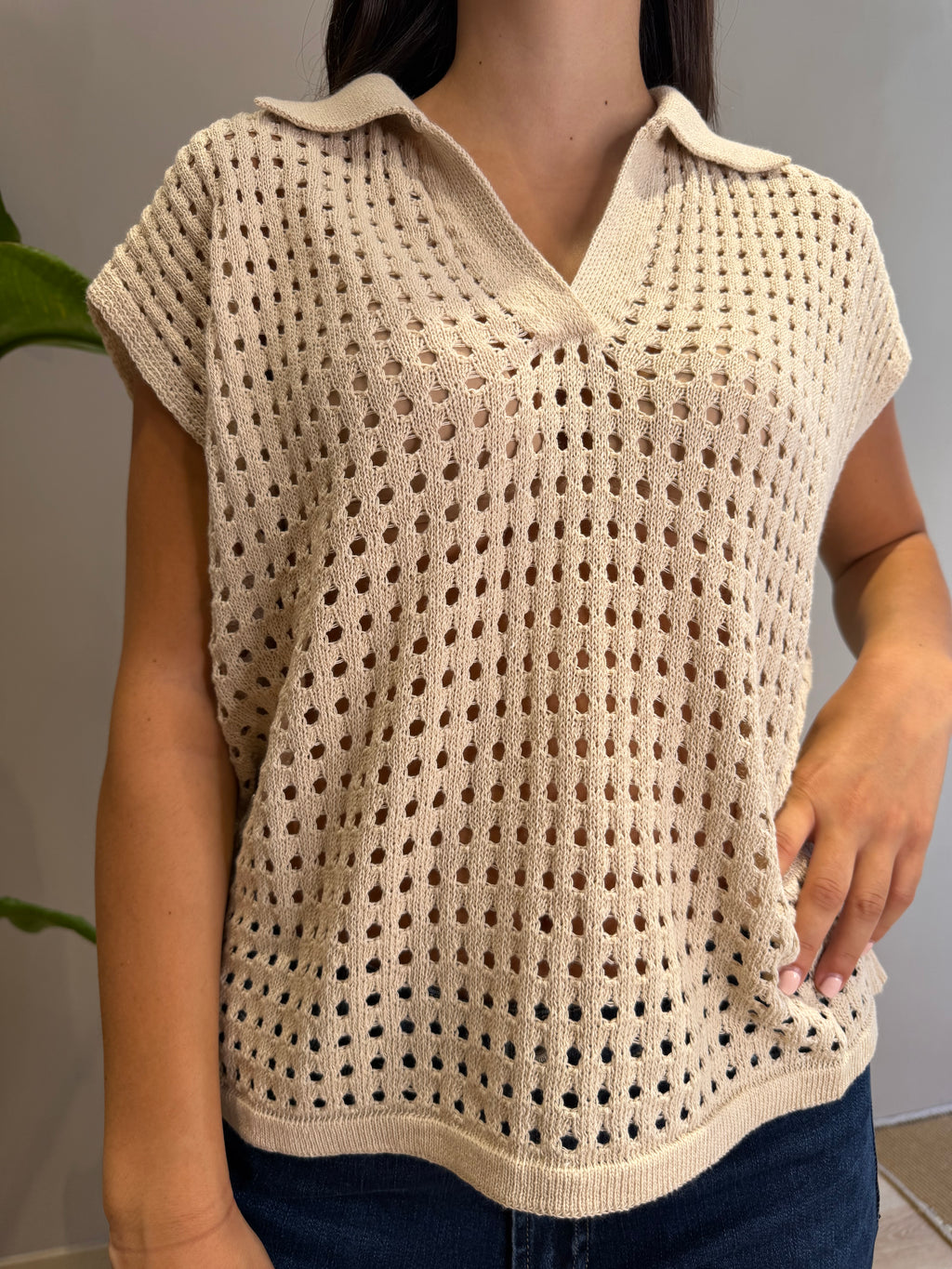 Top maglia traforata