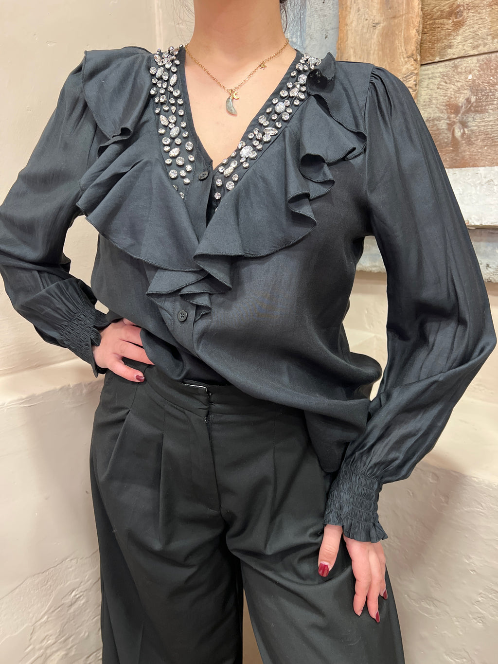 Camicia mussola cristalli