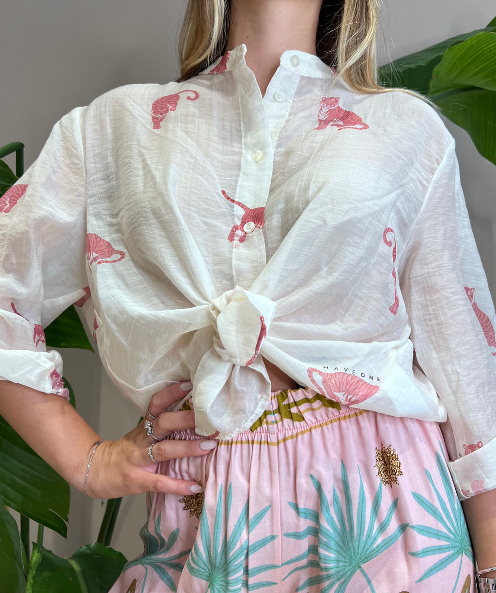 Camicia in mussola fantasia tigre