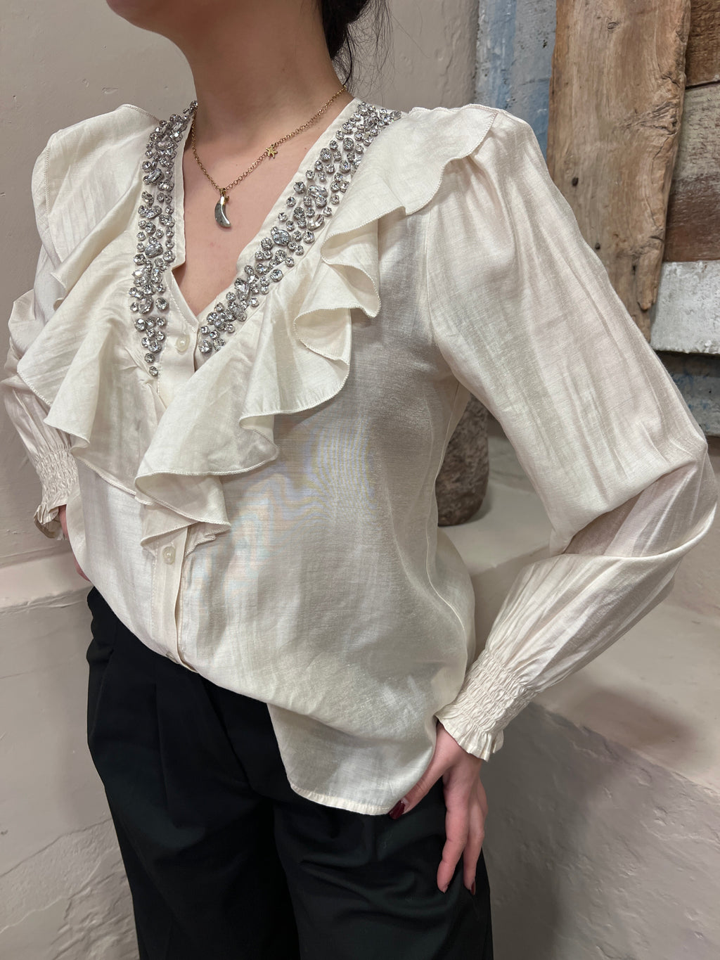 Camicia mussola cristalli