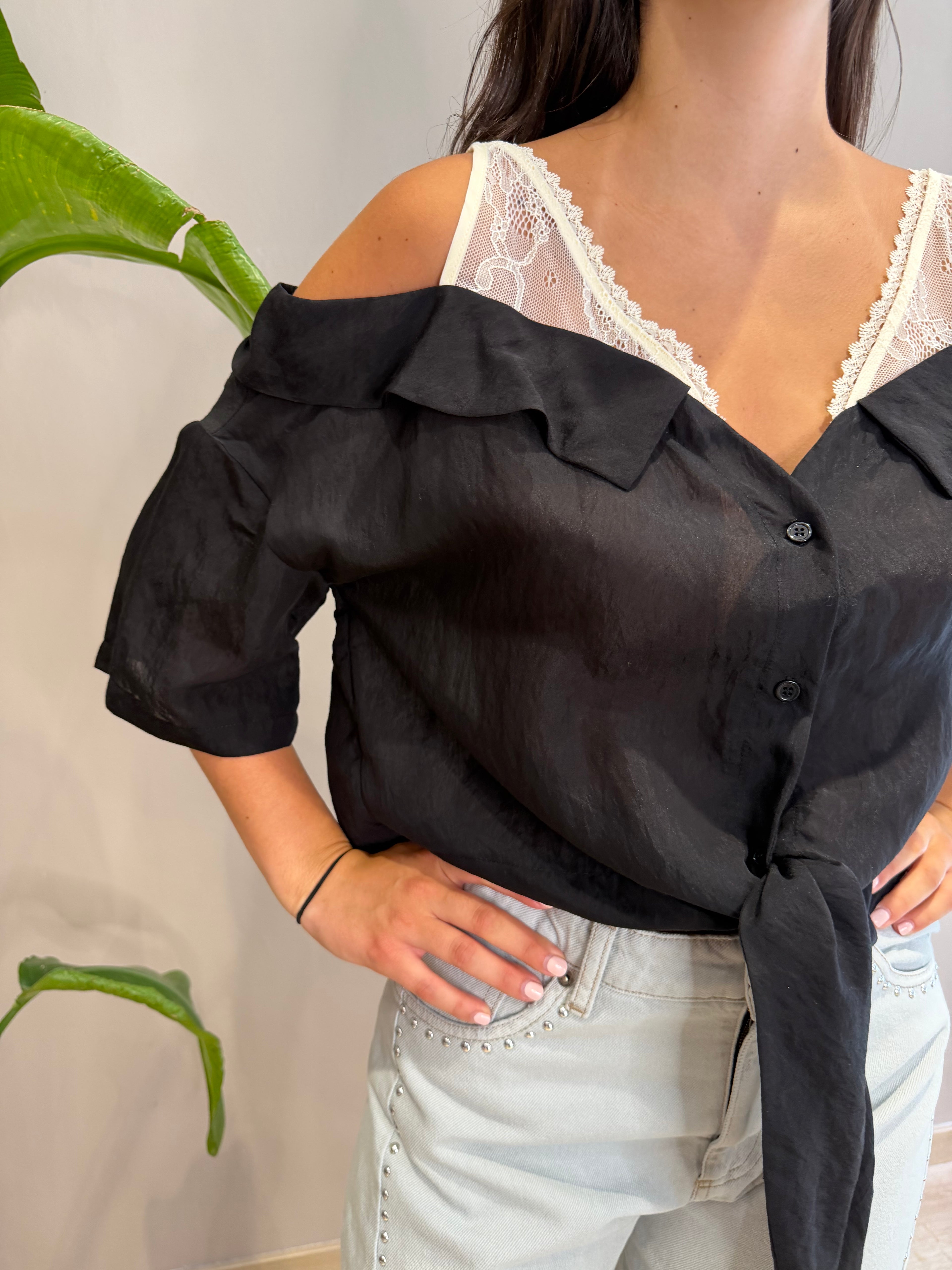 Camicia oblò spalla mussola viscosa
