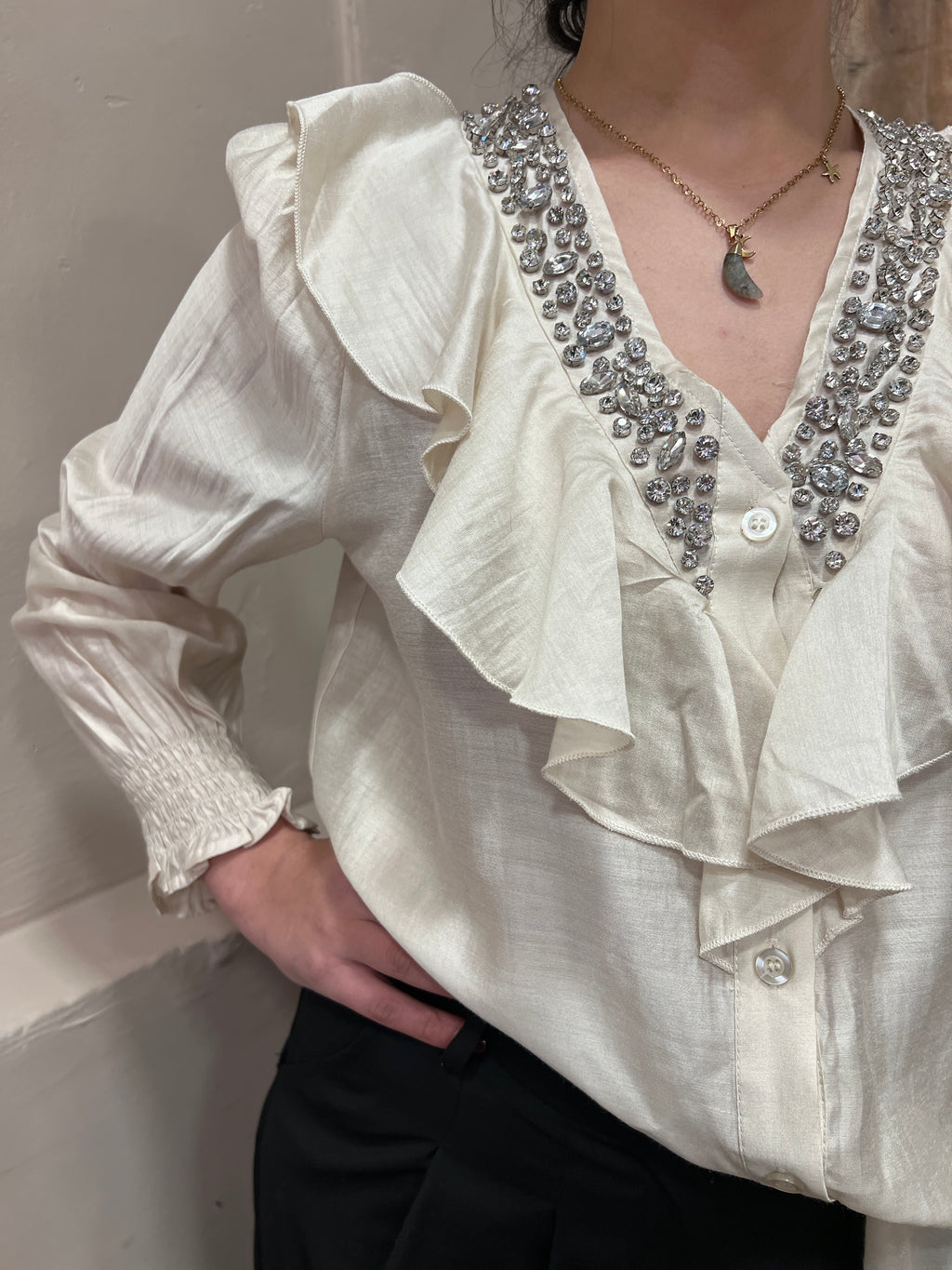 Camicia mussola cristalli