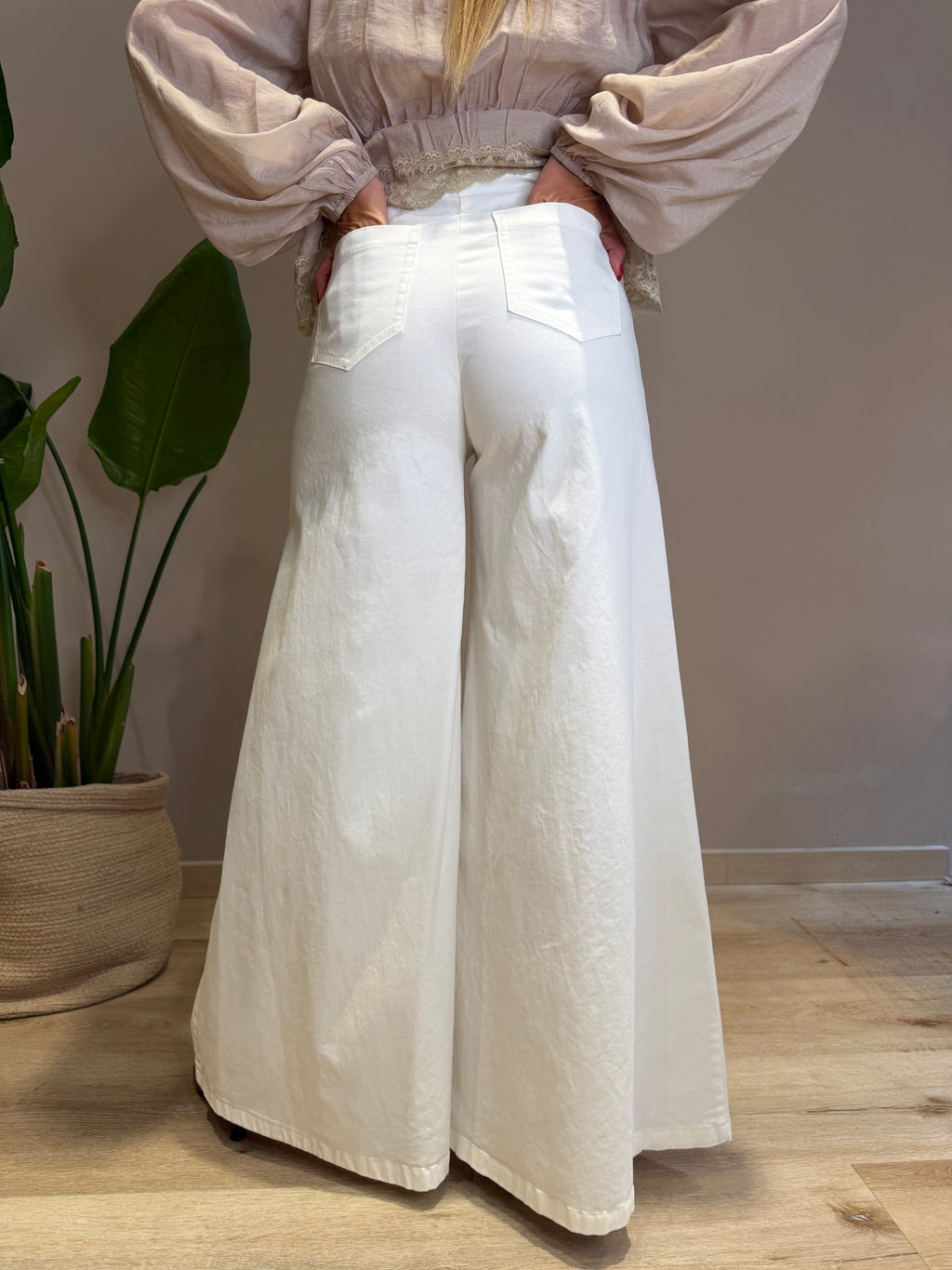 Denim palazzo in cotone