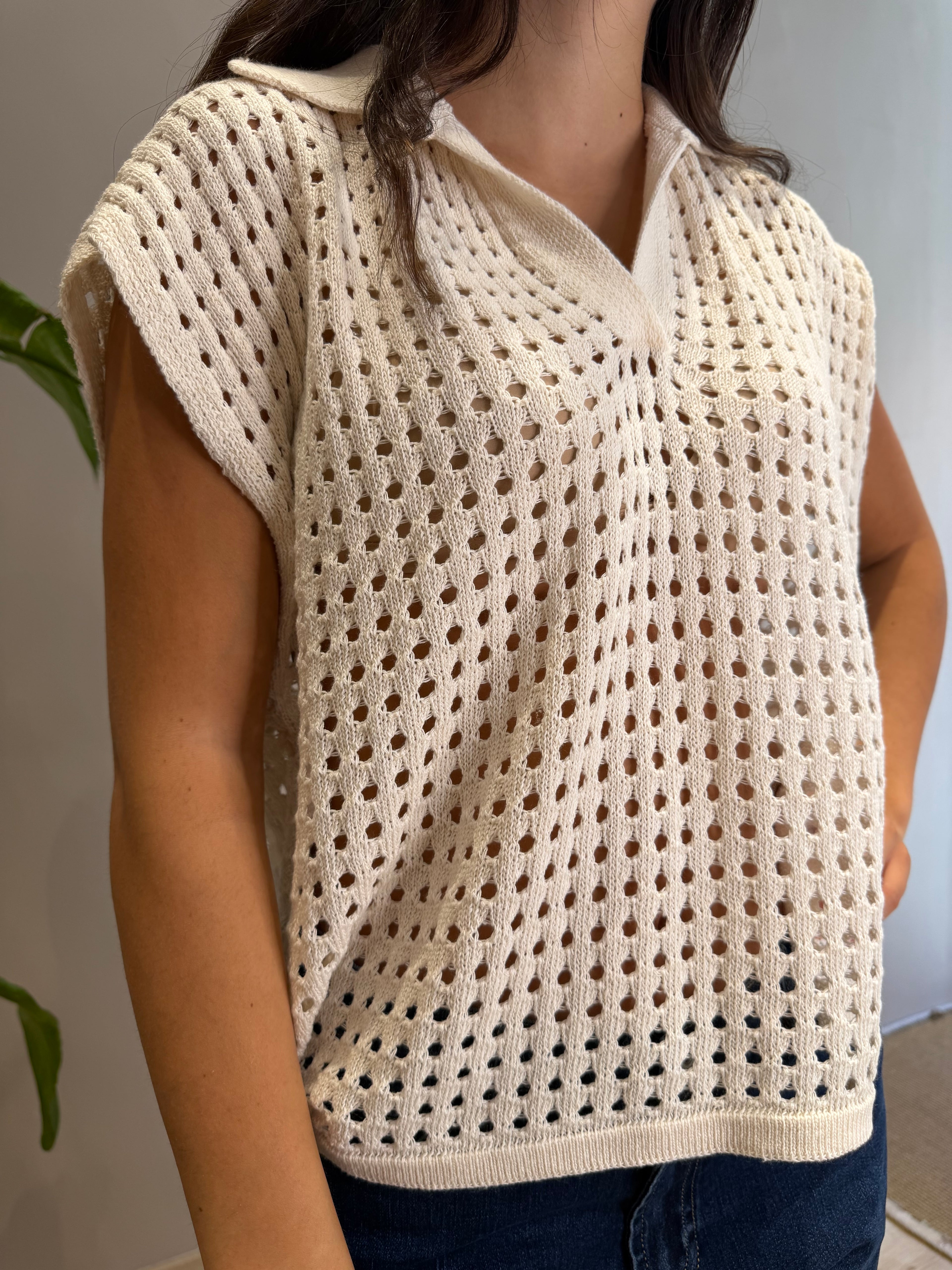 Top maglia traforata