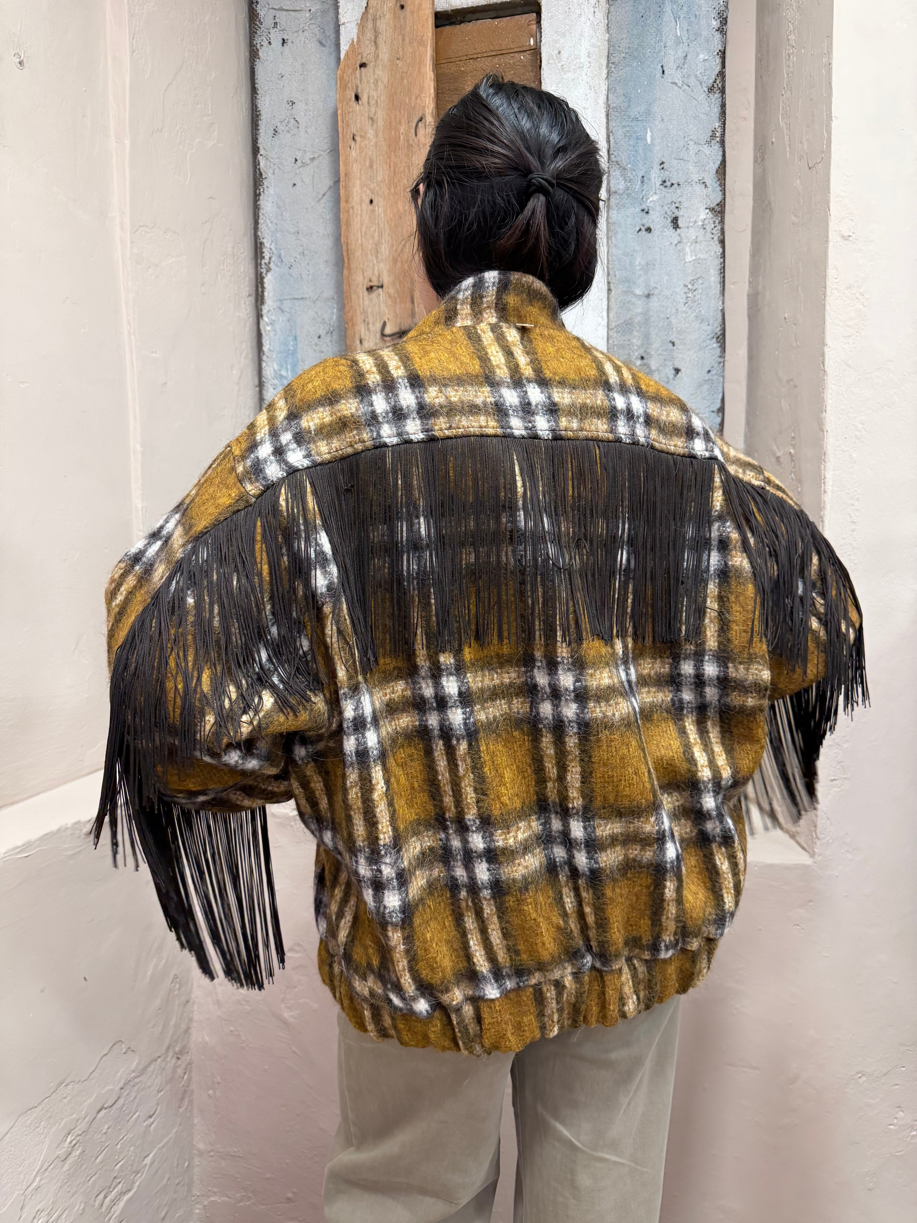 Cappotto bomber con frange