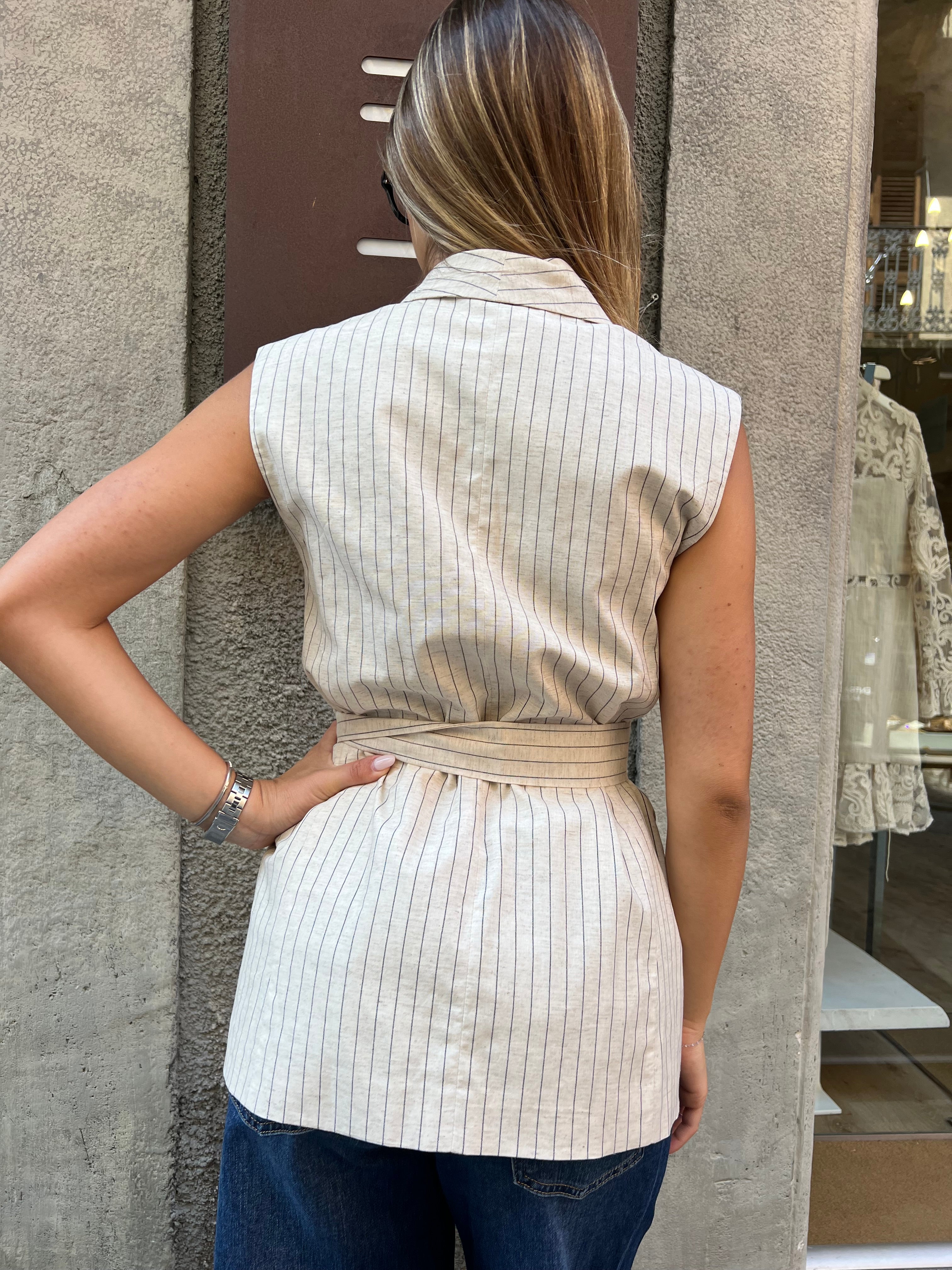 Gilet lino righe