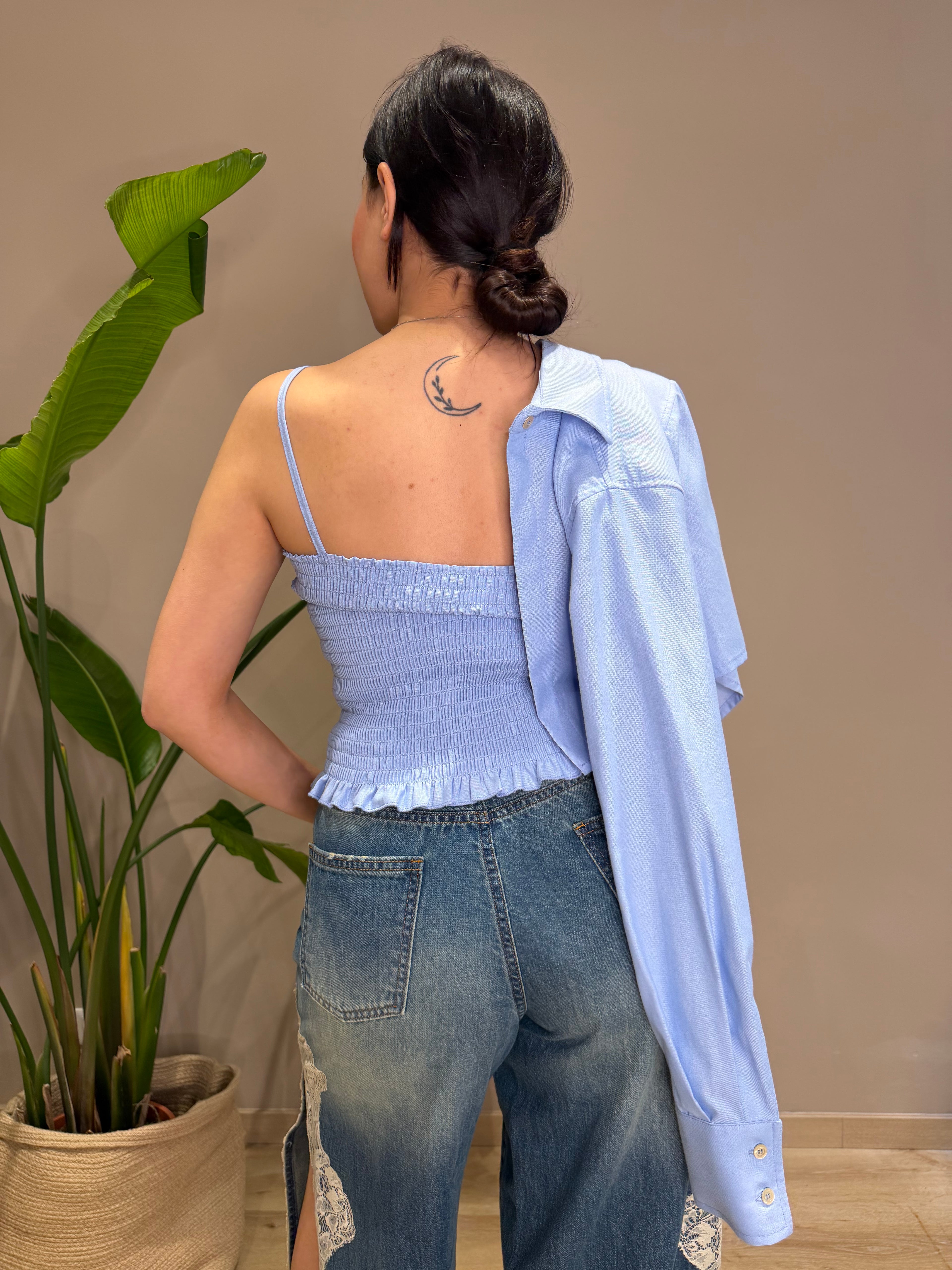 CAMICIA azzurra con top