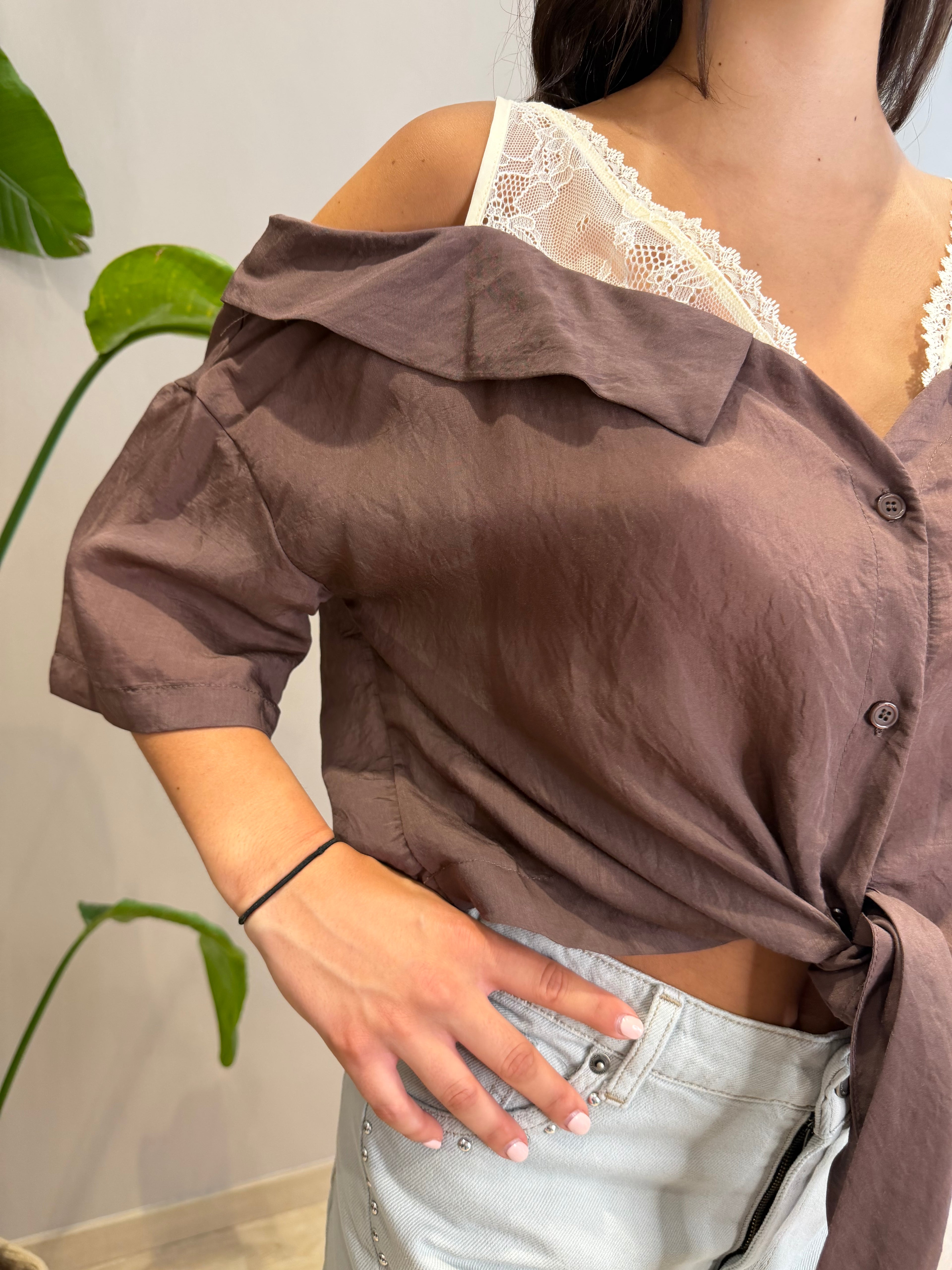 Camicia oblò spalla mussola viscosa