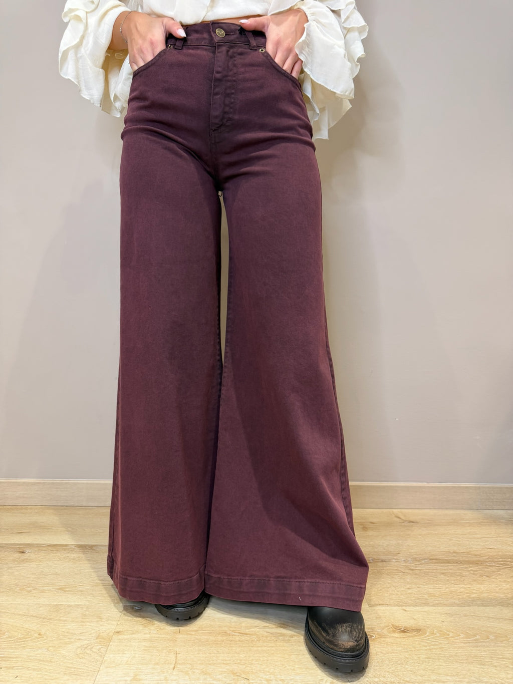 Pantalone in cotone delavè