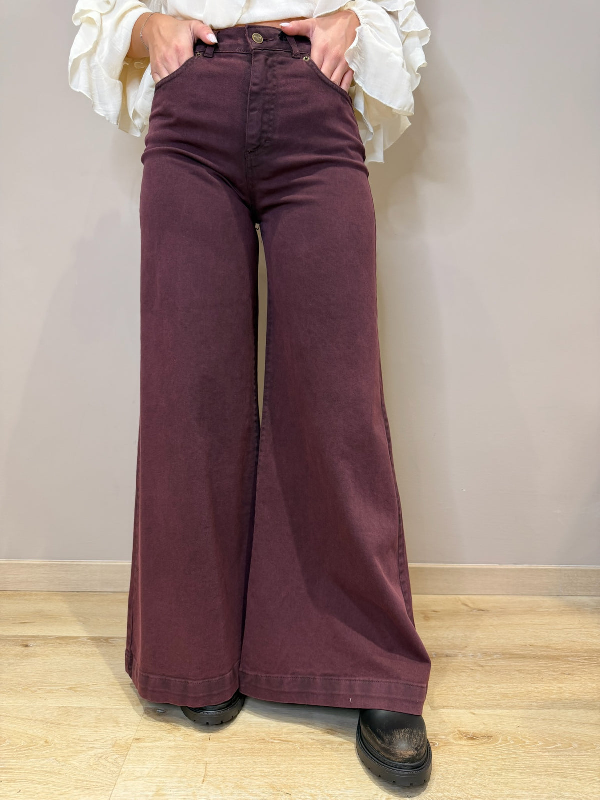 Pantalone in cotone delavè